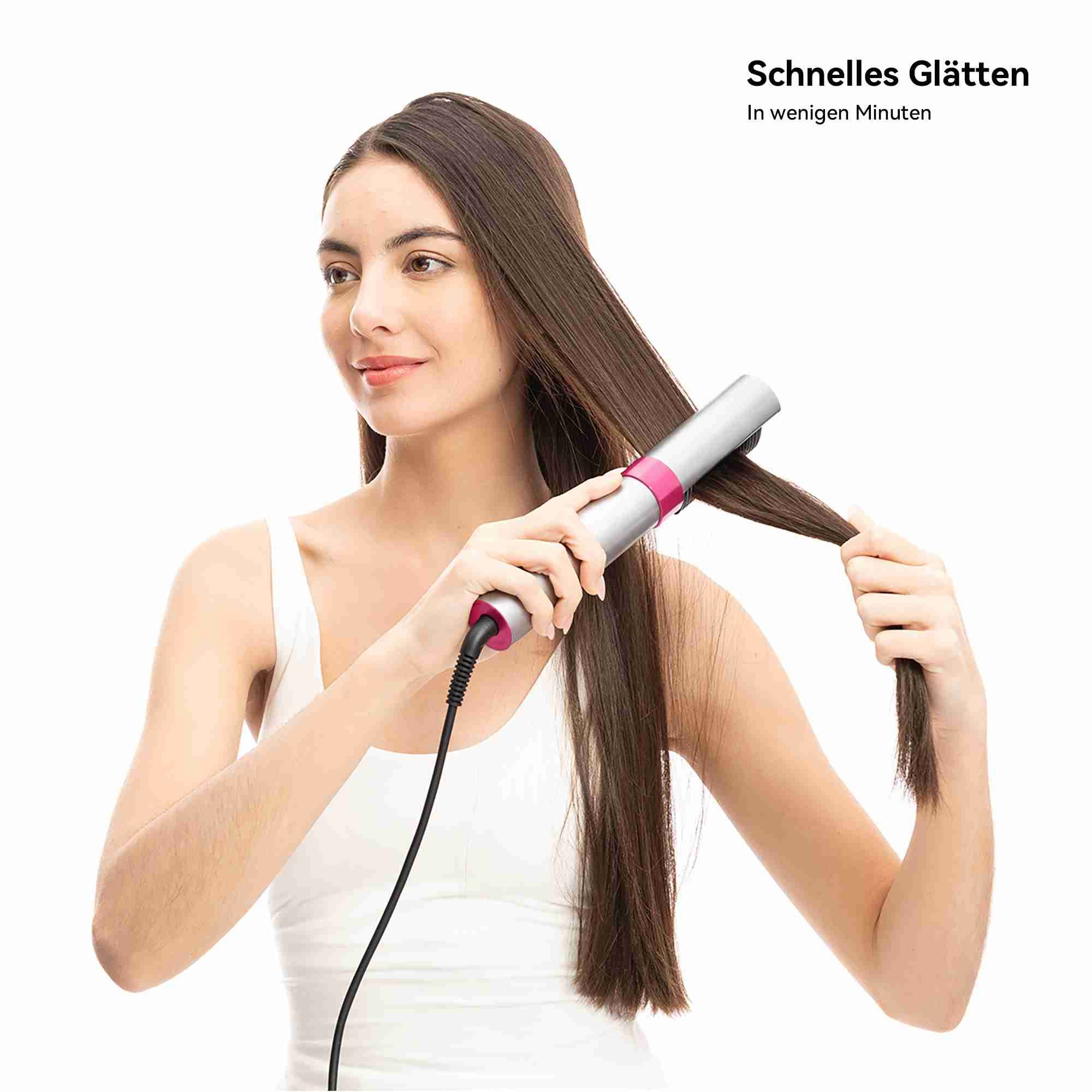 Super Solu Ionen-Haarbürste Glättbürste verhindert Haarziehen, Verbrühungsschutz Glätteisen, Negative Ionen gegen Frizz, 30s PTC-Schnellheizung & Anti-Verbrüh