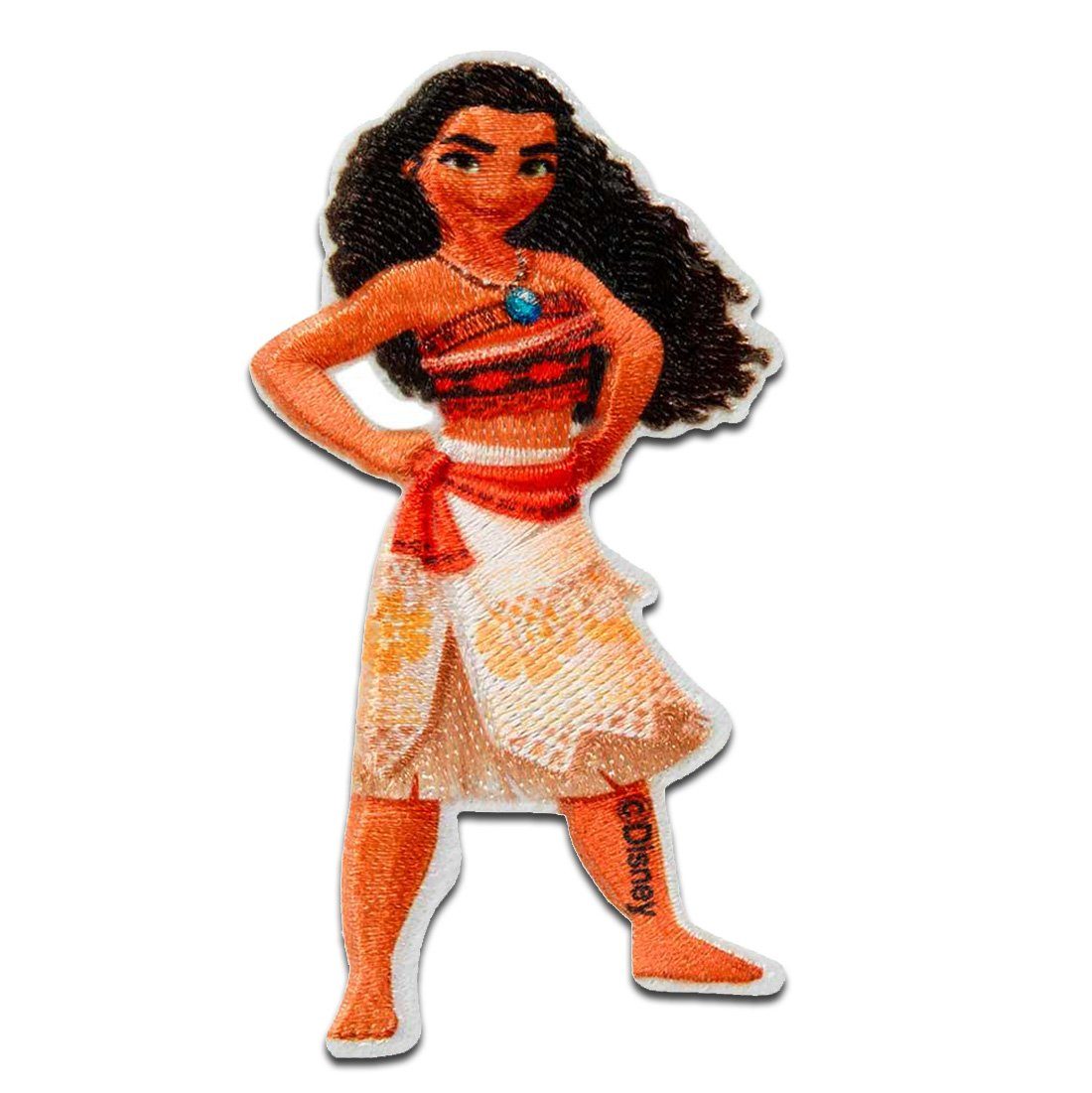 Disney Aufnäher Bügelbild, Aufbügler, Applikationen, Patches, Flicken, zum aufbügeln, Polyester, Vaiana Häuptling Tochter - Größe: 7,9 x 4,3 cm