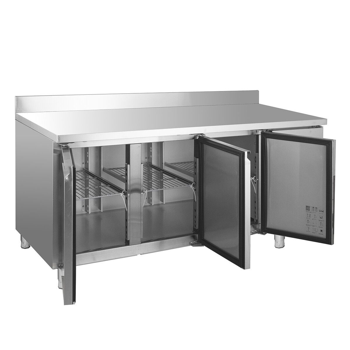 GastroHero Dönergrill Kühltisch Edelstahl GN 1/1 mit Aufkantung 3 Türen, 275 W