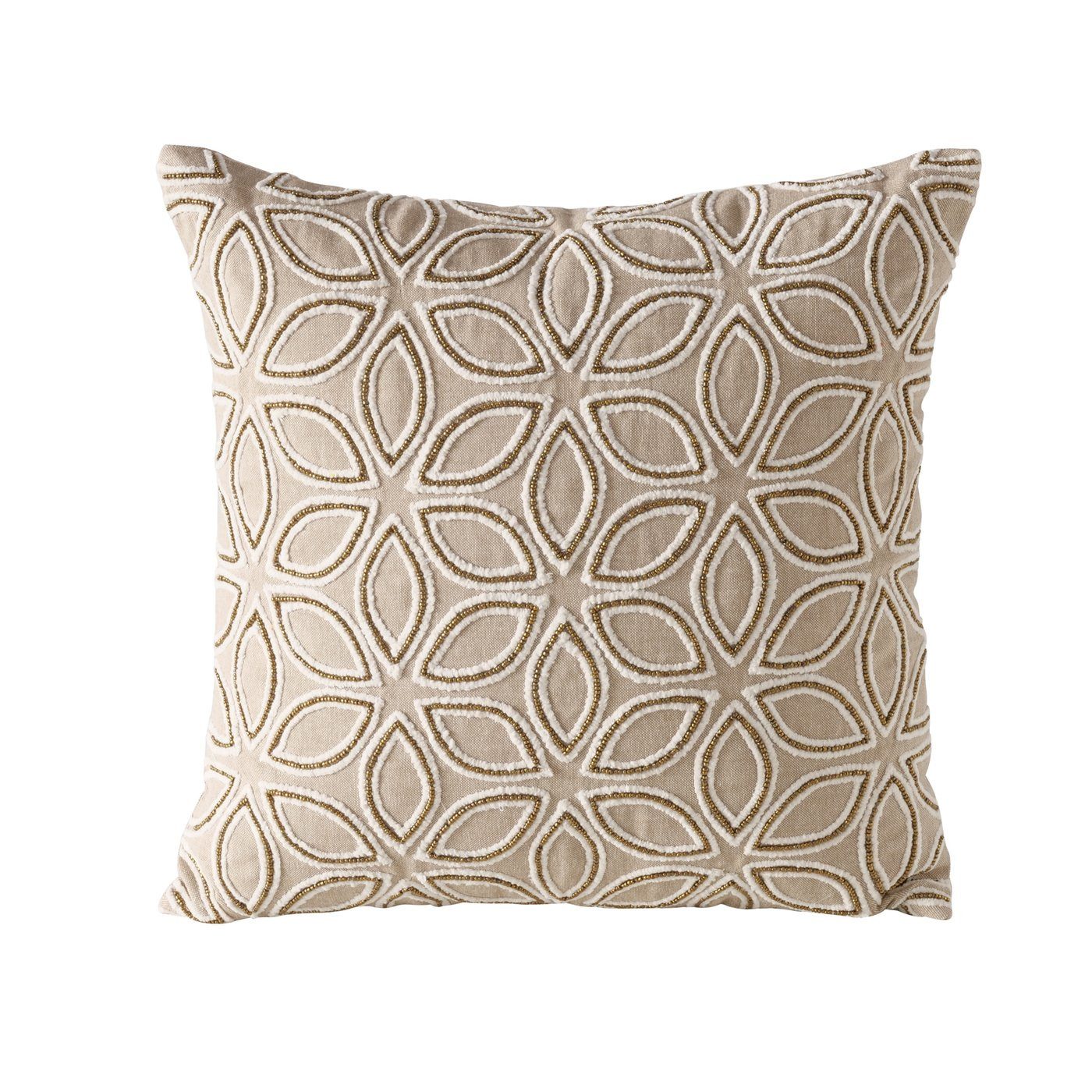 MF Dekokissen Kissen Aurelia – Floral Beige 40x40 cm Edles Stickdesign