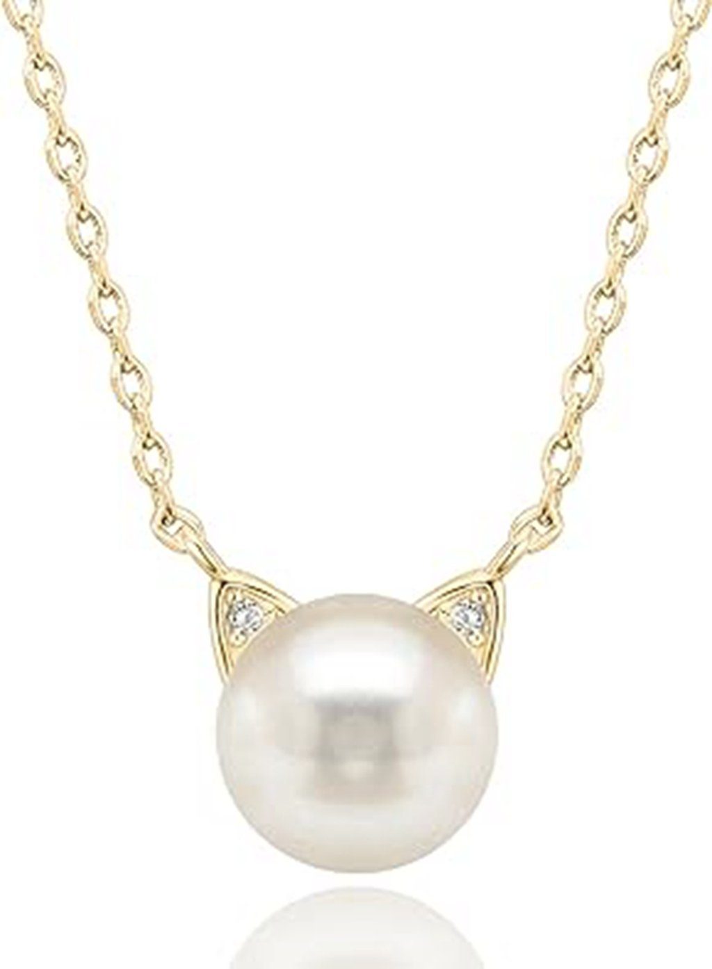 WaKuKa Charm-Kette Perlen-Katzenohr-Anhänger-Halskette, goldene Halskette für Frauen (1-tlg)