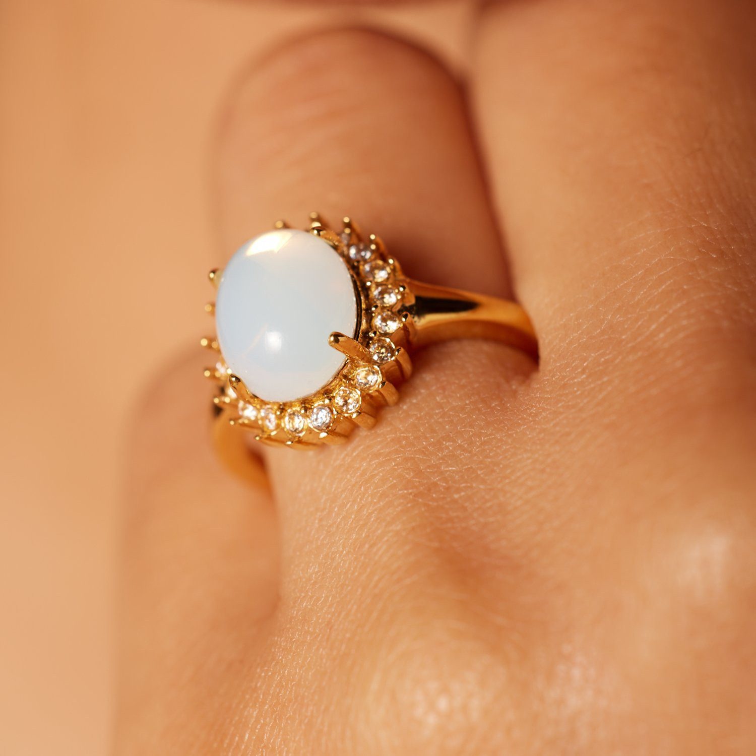 LUCARDI Fingerring Ring - Stahl - Gold - Opal - Damen – Bild 2 von 5