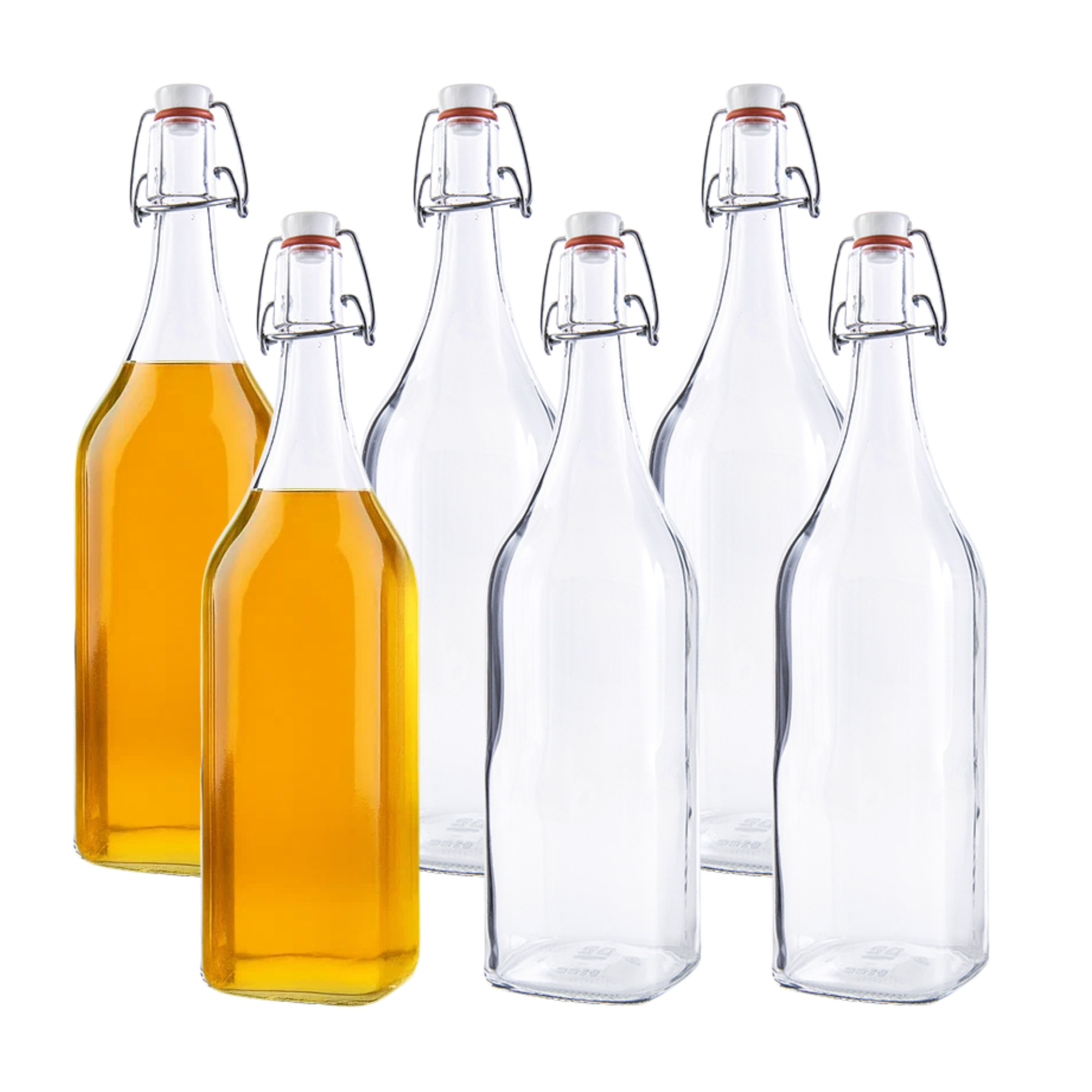 mikken Trinkflasche Set Glasflaschen 1 Liter mit Bügelverschluss 1000 ml, Luftdicht, wiederverwendbar