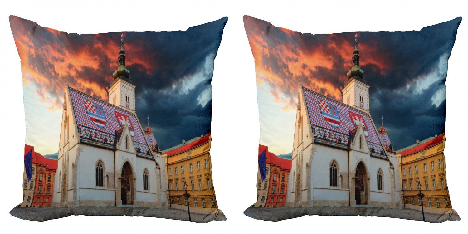 Kissenbezüge Modern Accent Doppelseitiger Digitaldruck, Abakuhaus (2 Stück), Kroatien Gebäude in Zagreb
