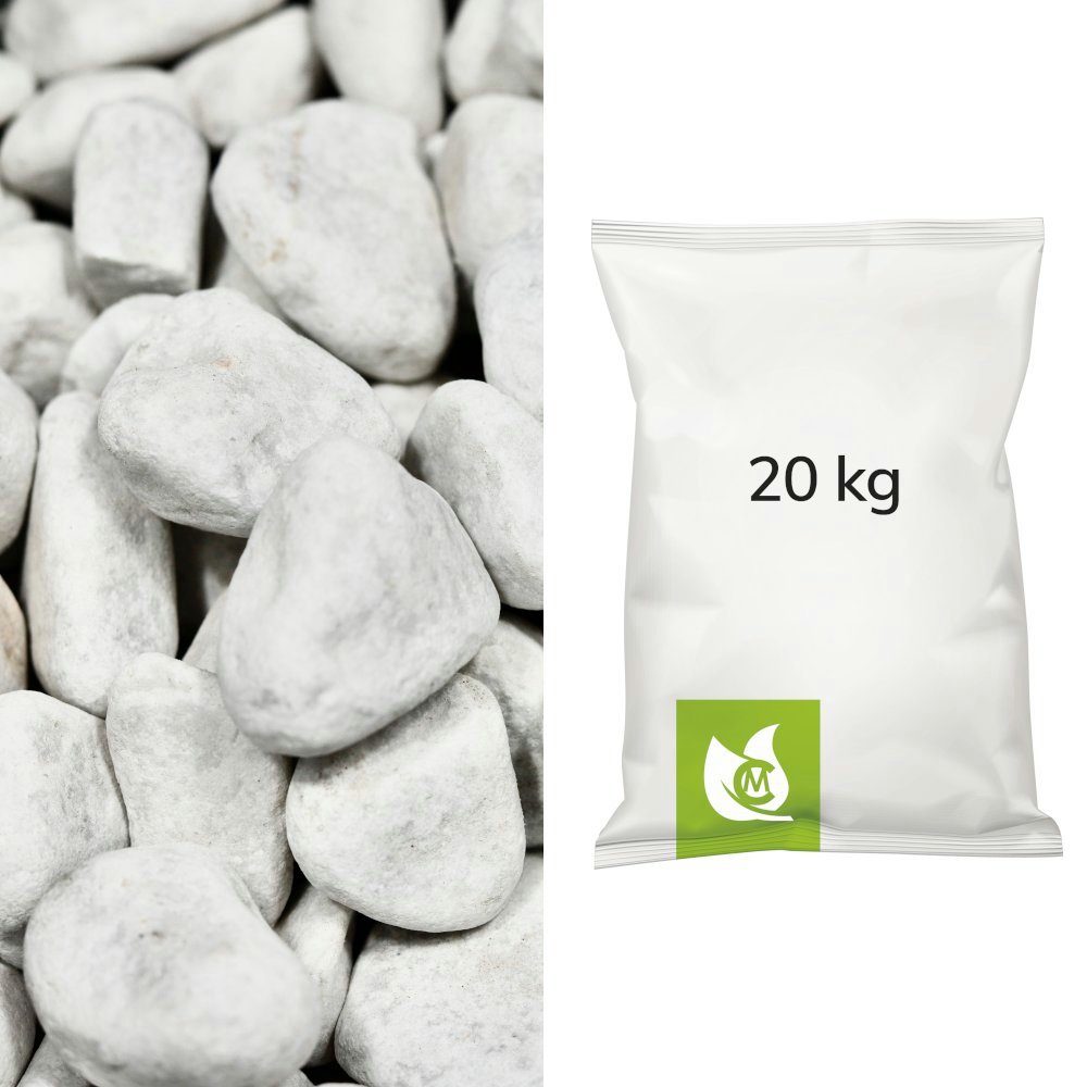 CM-Gartendesign Zierkies Schneeweiß Kies, (16/25mm, weiß), 20kg
