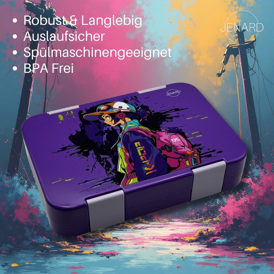 JENARD Lunchbox JENARD Brotdose Kinder mit Fächern Bento Box, Auslaufsicher, robust, leicht zu öffnen, leicht zu reinigen