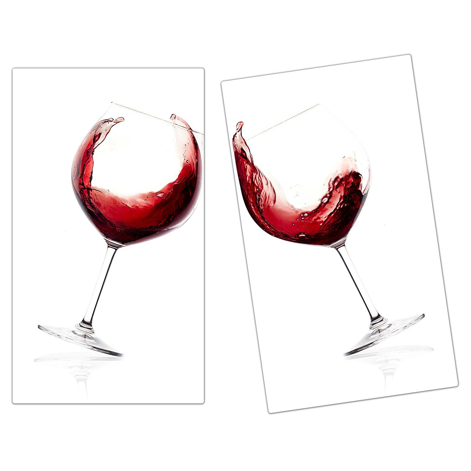 Spritzschutz Glas Toast Glas, Herdabdeckplatte Herd-Abdeckplatte mit Primedeco tlg) Rotwein, aus (2