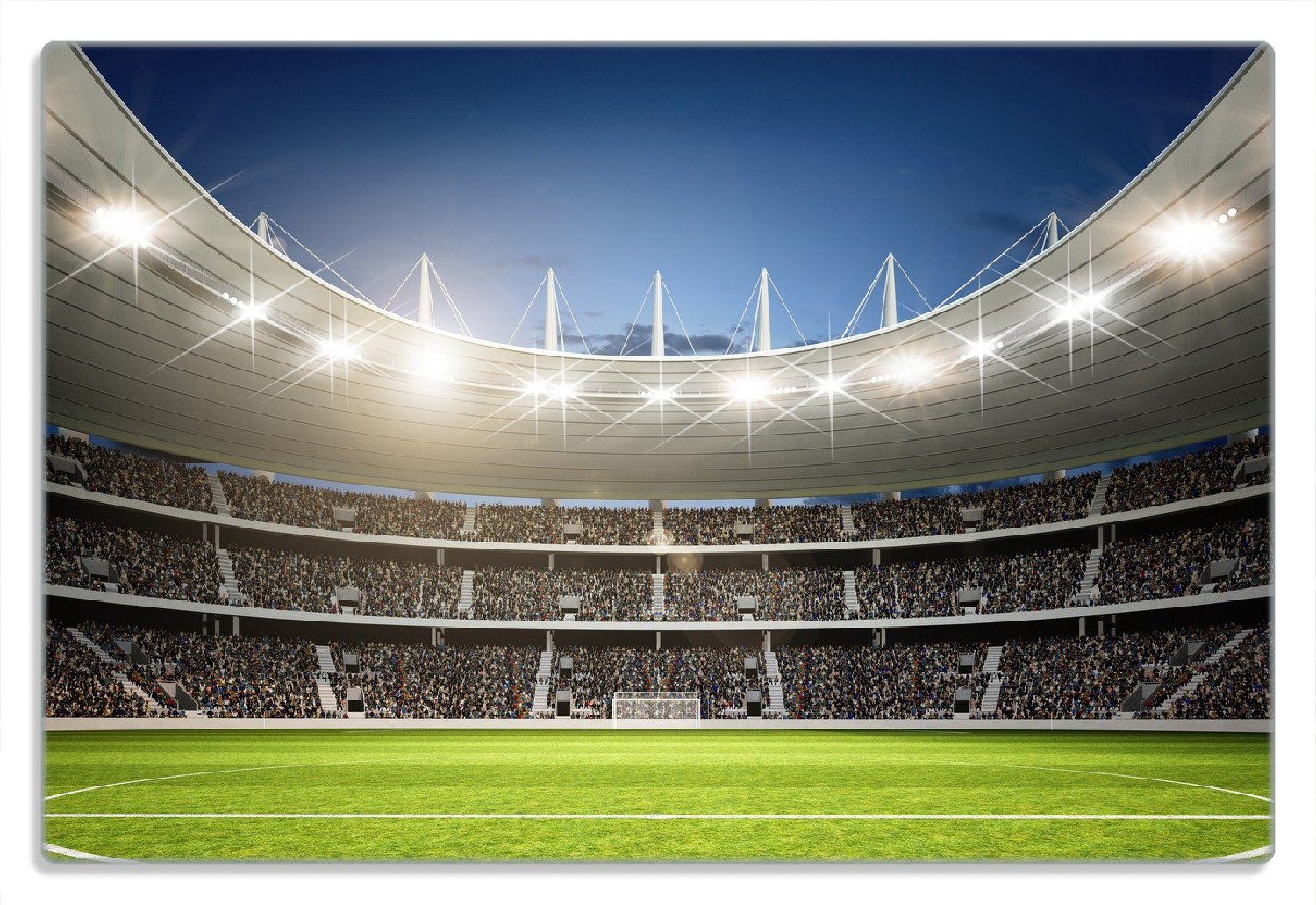 Wallario Frühstücksbrett Fußballstadion Mittellinie, (inkl. Gummifüße rutschfester 20x30cm 1-St), 4mm