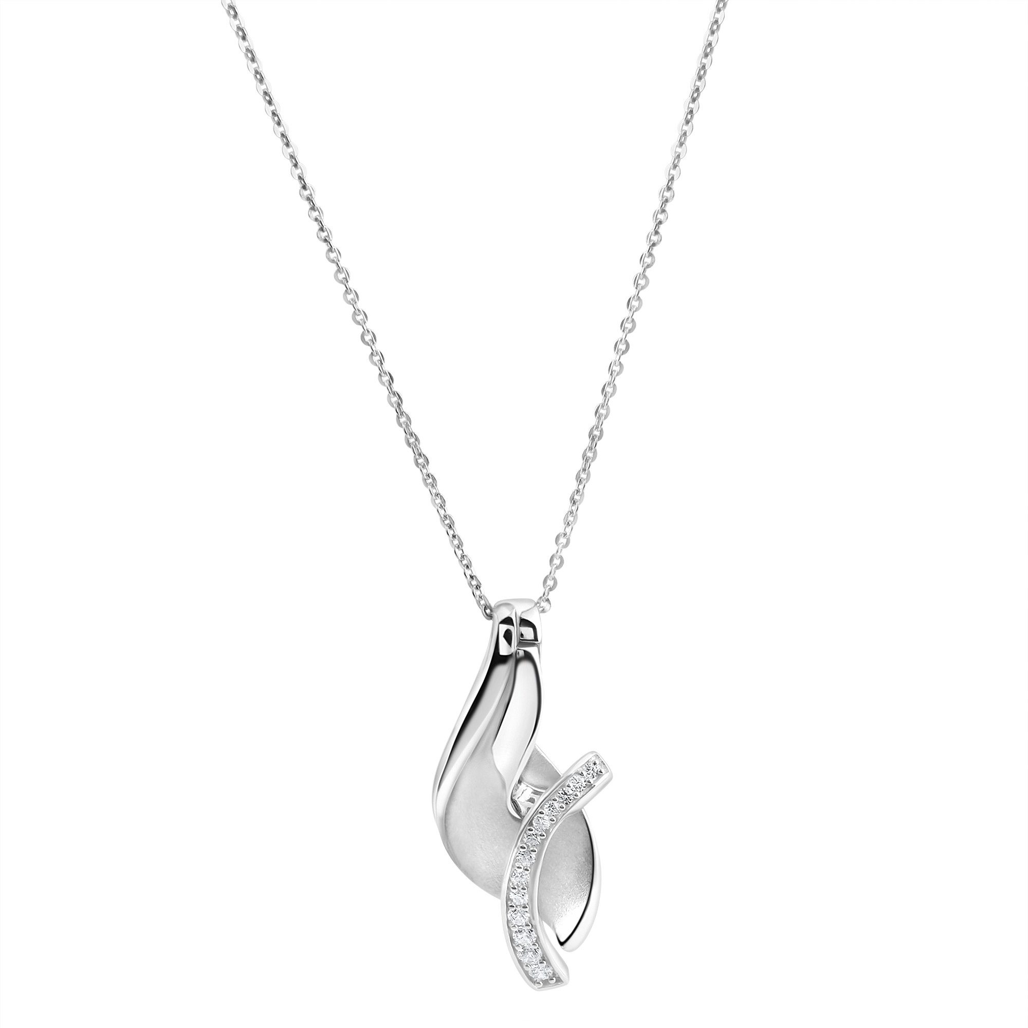 Kette mit Anhänger 925/- Sterling Silber rhodiniert Zirkonia