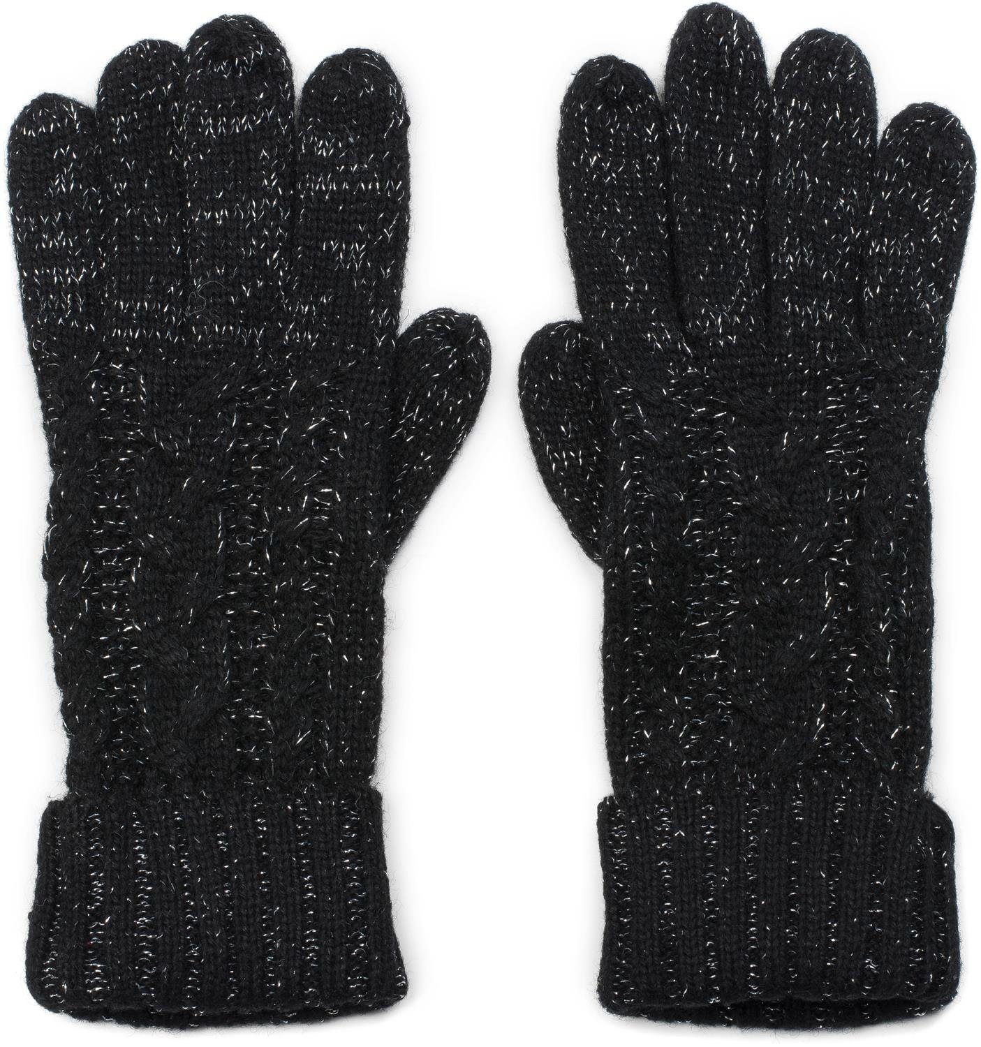 styleBREAKER Strickhandschuhe Strick Handschuhe mit Zopfmuster und Metallic Faden