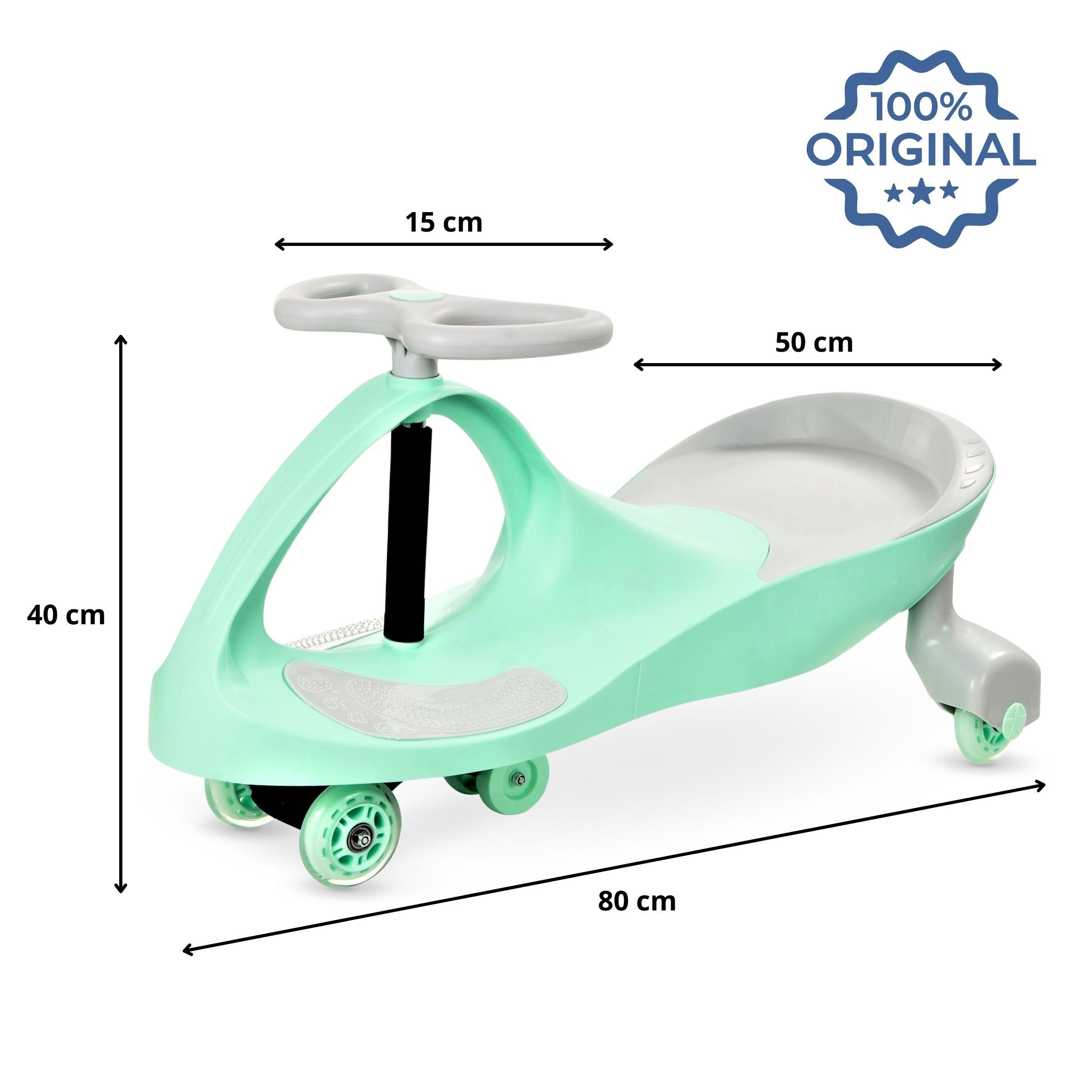 TWISTCAR Pedal Car for Children – Pastelove Mint Green Light-Up Wheels