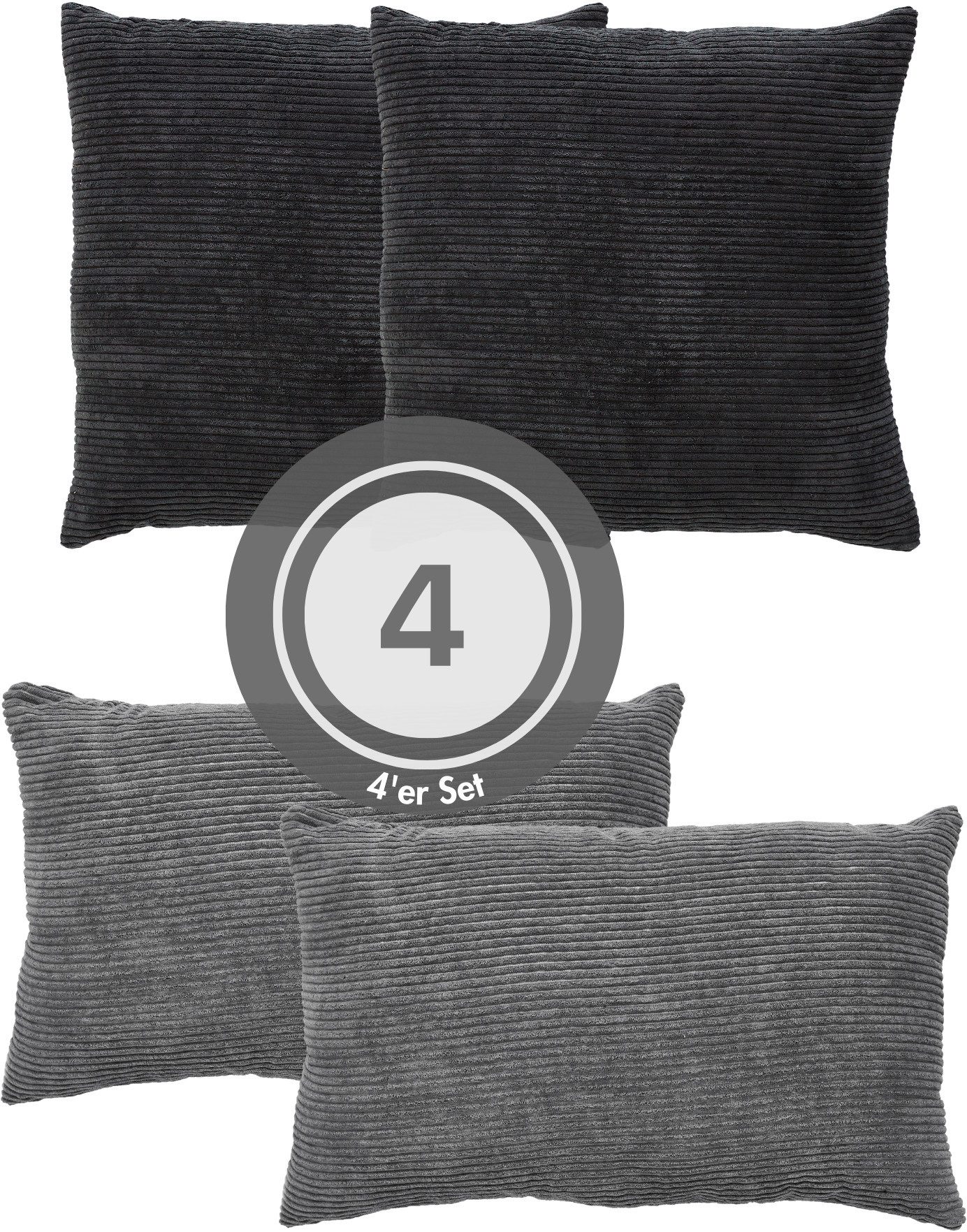 Andiamo Dekokissen Cord Kissen Emy, 4er Set, Kissenhülle mit Füllung, Sofak günstig online kaufen