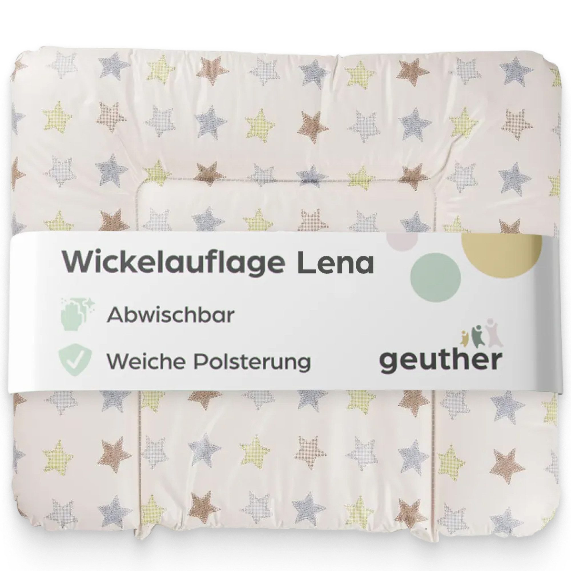 Geuther Wickelauflage Lena 85x75 cm, weich gepolstert & abwischbar, mit Sicherheitsrand, Made in Europe, abwischbar