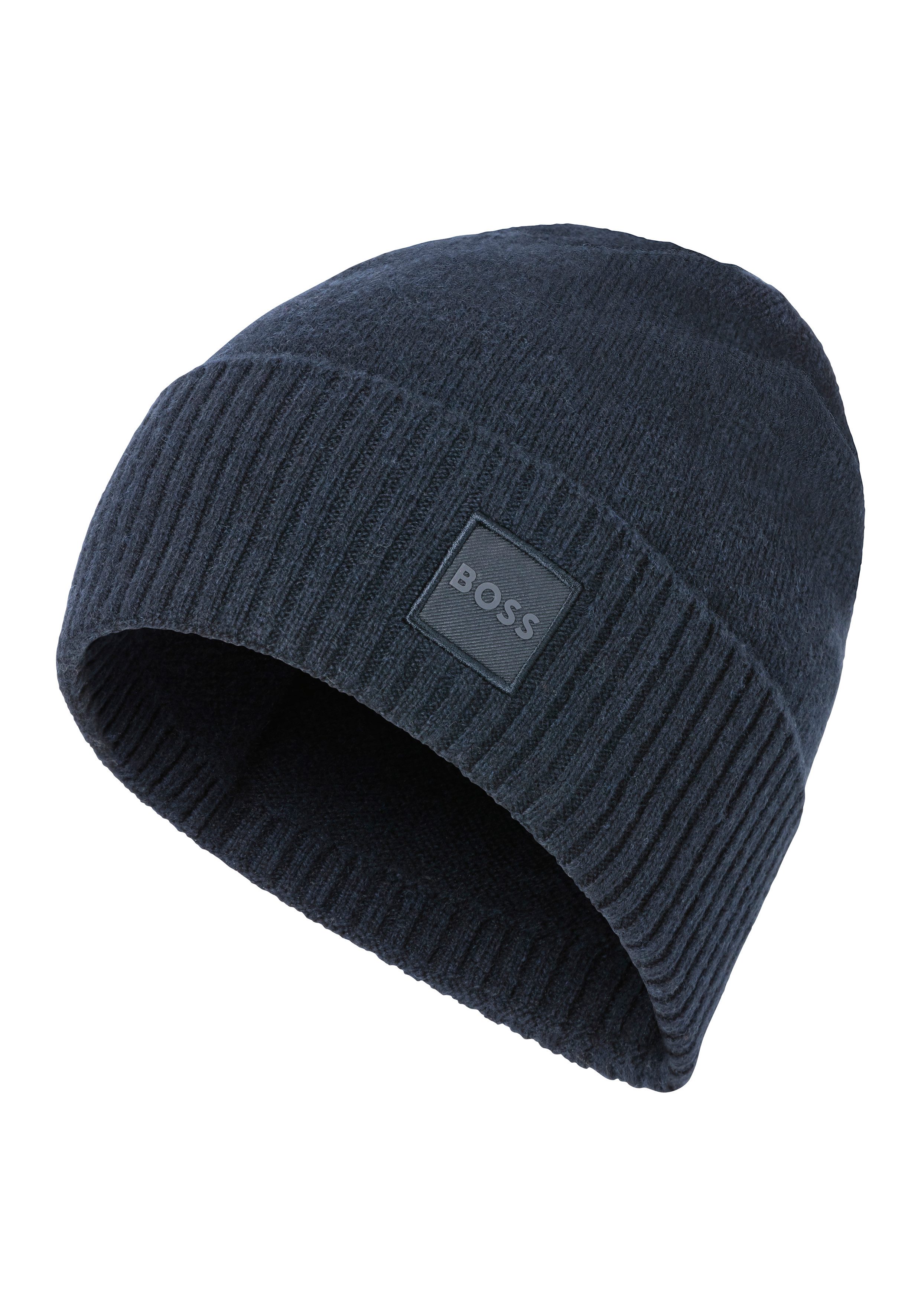 BOSS ORANGE Beanie Akaio_R_Hat Ton in Ton Logo-Badge, unisex