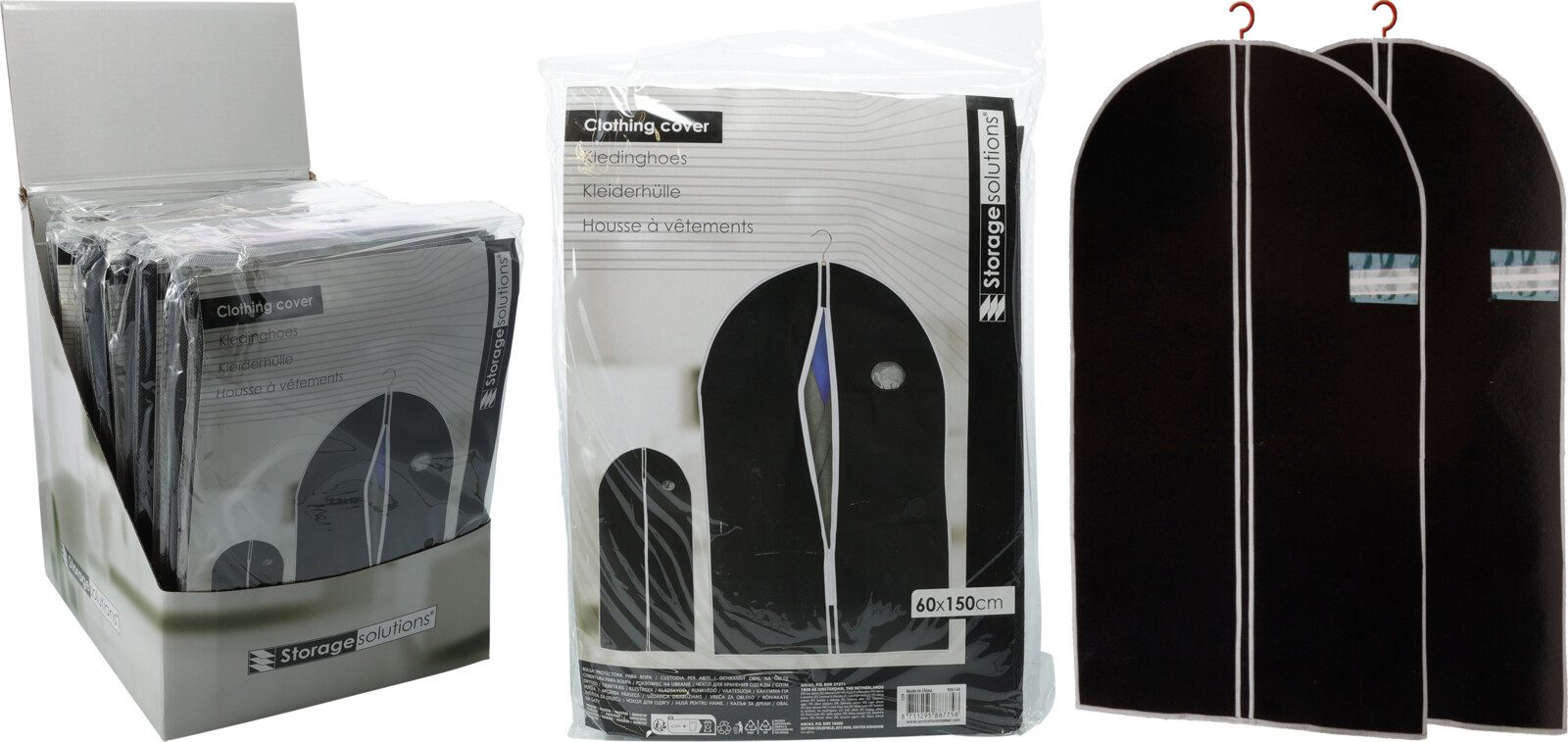 Koopman Kleiderschutzhülle Kleiderhülle Kleidersack 60x150cm 2 er Set (Set, 2 St., Packung) 2er Set, Polyester, Sichtfenster, Schwarz