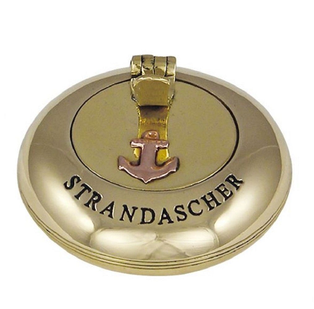 Linoows Aschenbecher Maritimer Klapp Aschenbecher, Messing Ascher 6 cm, Strandascher mit Gravur aus Messing 6 cm