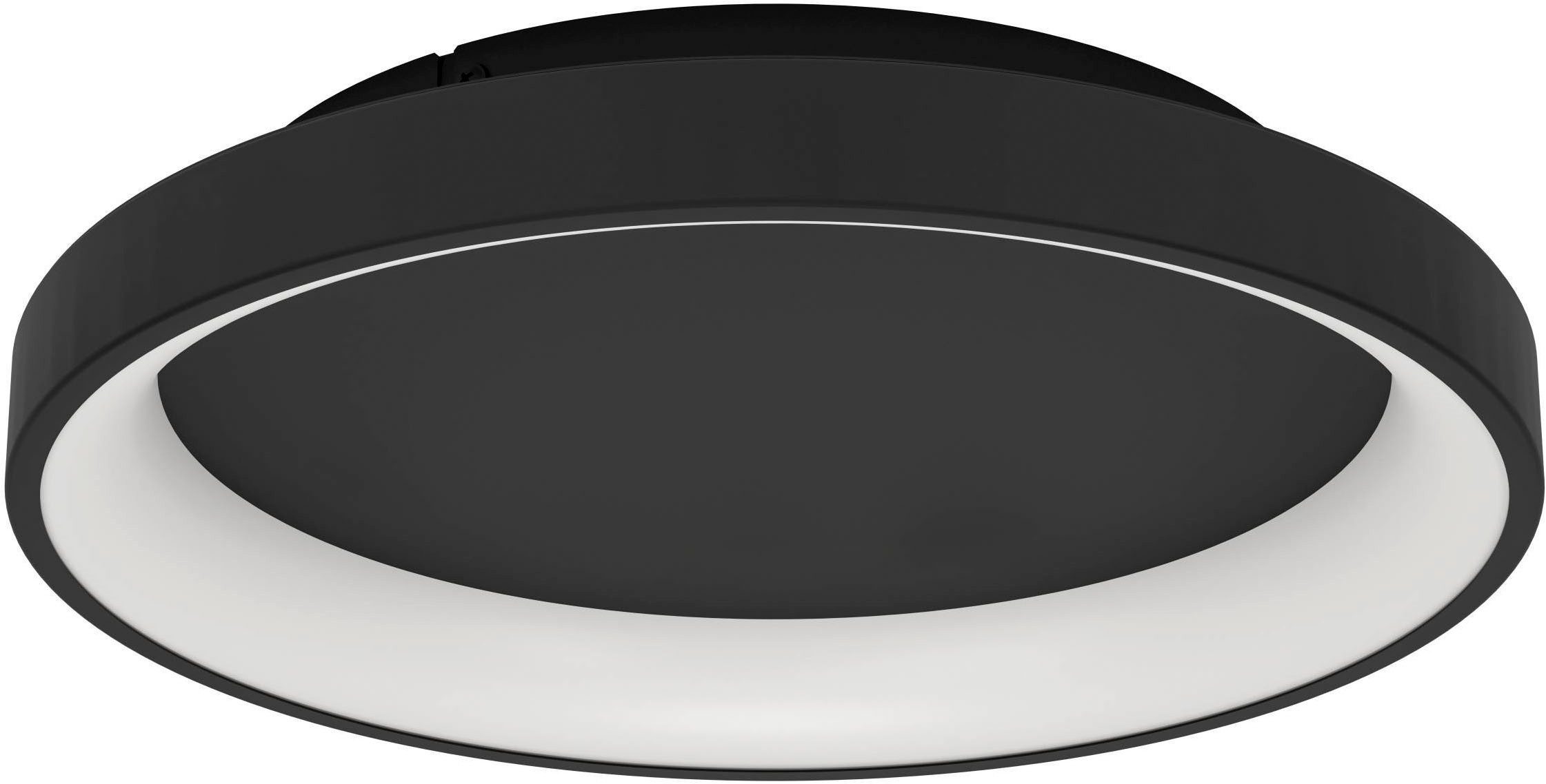 EGLO Deckenleuchte Loretello Deckenlampe, Wohnzimmerlampe, Metall und Kunststoff, Lampe, CCT - über Fernbedienung, Dimmfunktion, Farbsteuerung, dimmbar über Fernbedienung, mehrere Helligkeitsstufen, LED fest integriert, Kaltweiß, Neutralweiß, Warmweiß, Wand-/Deckenleuchte - H7,5 x Ø35 cm - schwarz - 12W inkl.