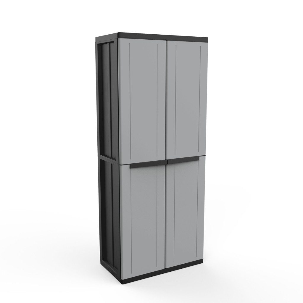 Kreher Mehrzweckschrank Kunststoffschrank 'J-Line' mit Spindfach (Schwarz/Grau)