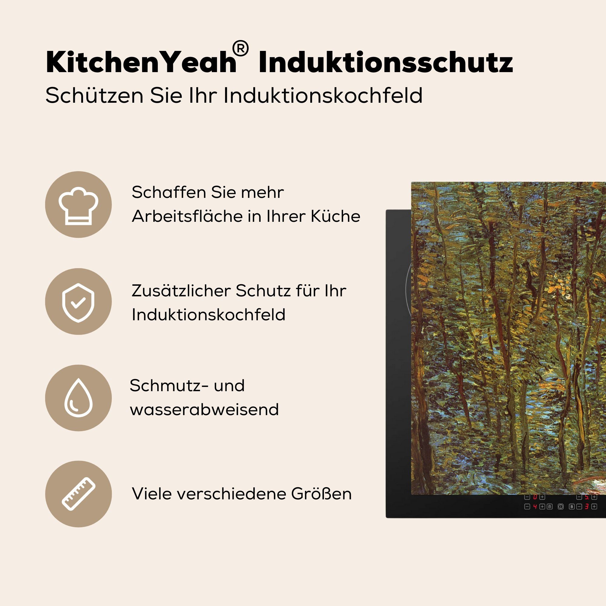 (1 für Ceranfeldabdeckung, cm, küche MuchoWow In van Vincent Vinyl, Wäldern 78x78 Herdblende-/Abdeckplatte Gogh, tlg), Arbeitsplatte den -