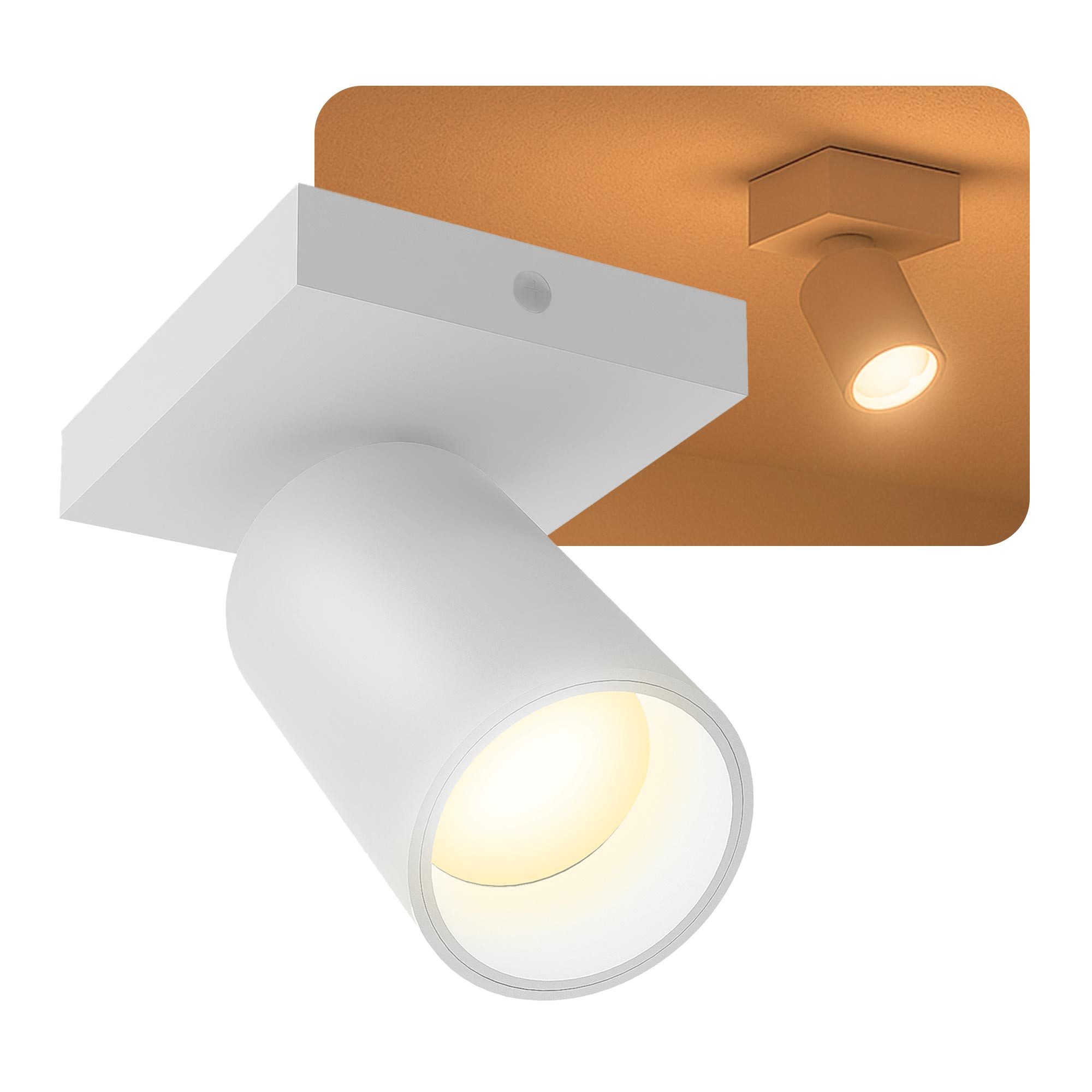 SSC-LUXon LED Aufbaustrahler NUVIO Spotleuchte Deckenlampe 1flammig weiß mit 7W dimmbar warmweiß, Warmweiß