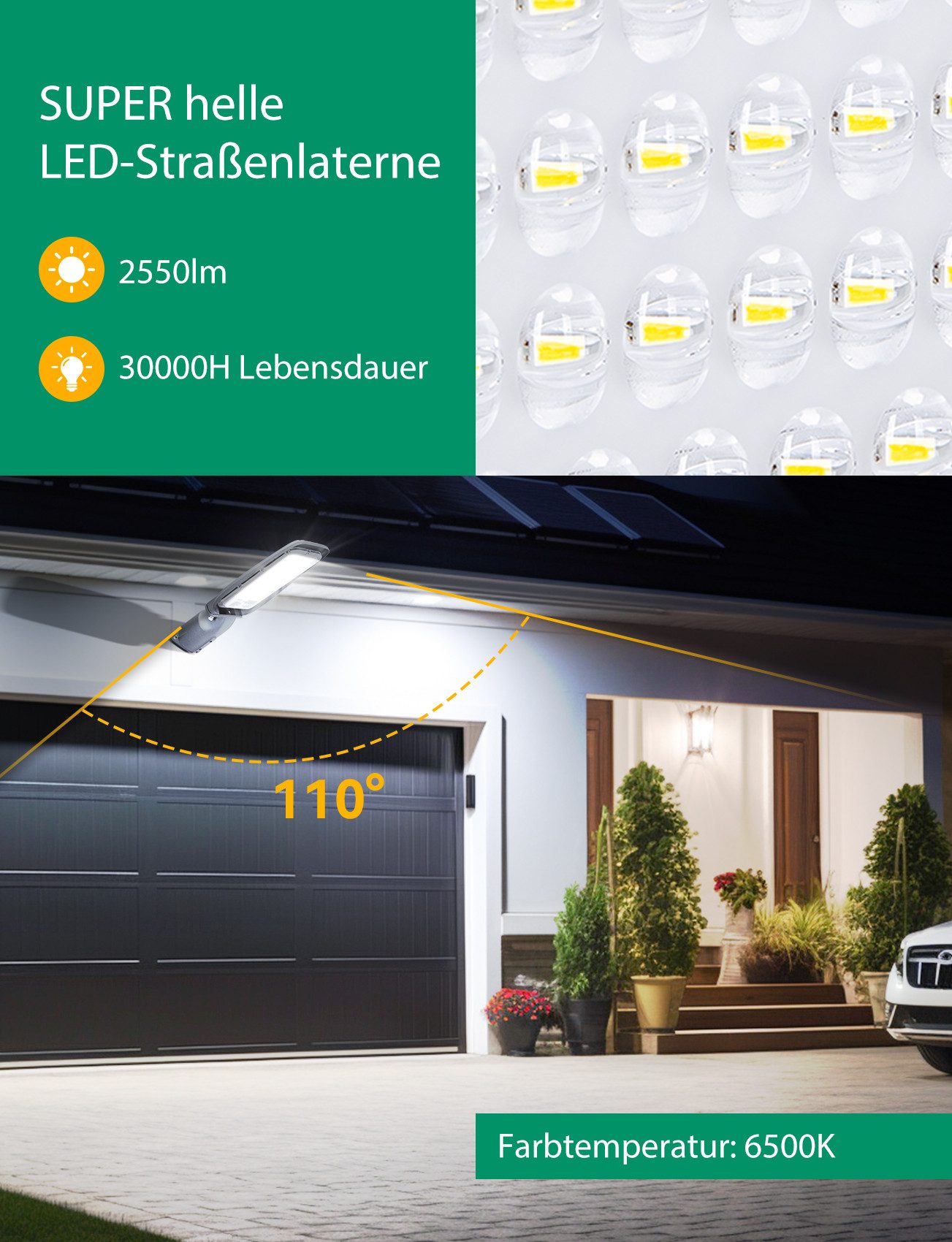 Aigostar Flutlichtstrahler LED Straßenleuchte, 6500K LED-Außenleuchten günstig online kaufen