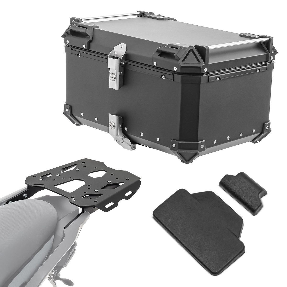Bagtecs Topcase Set Alu Topcase + Gepäckbrücke passend für Aprilia Tuareg 22-26 # XB65
