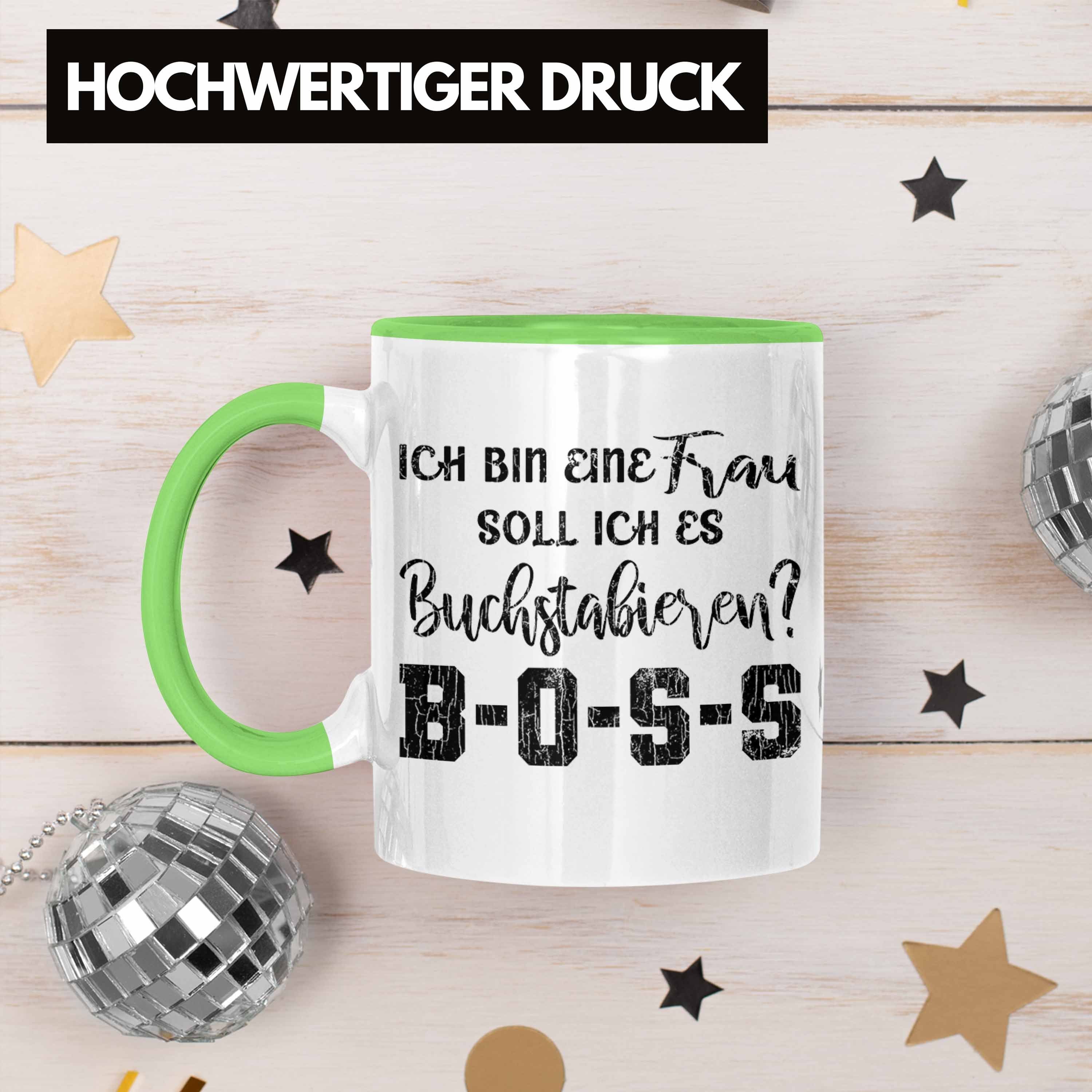 mit Tasse Lustige Tasse Sprüche Trendation Mama Frau Frauen Spruch Trendation Kaffeetasse - Grün Spruch Geschenk Boss