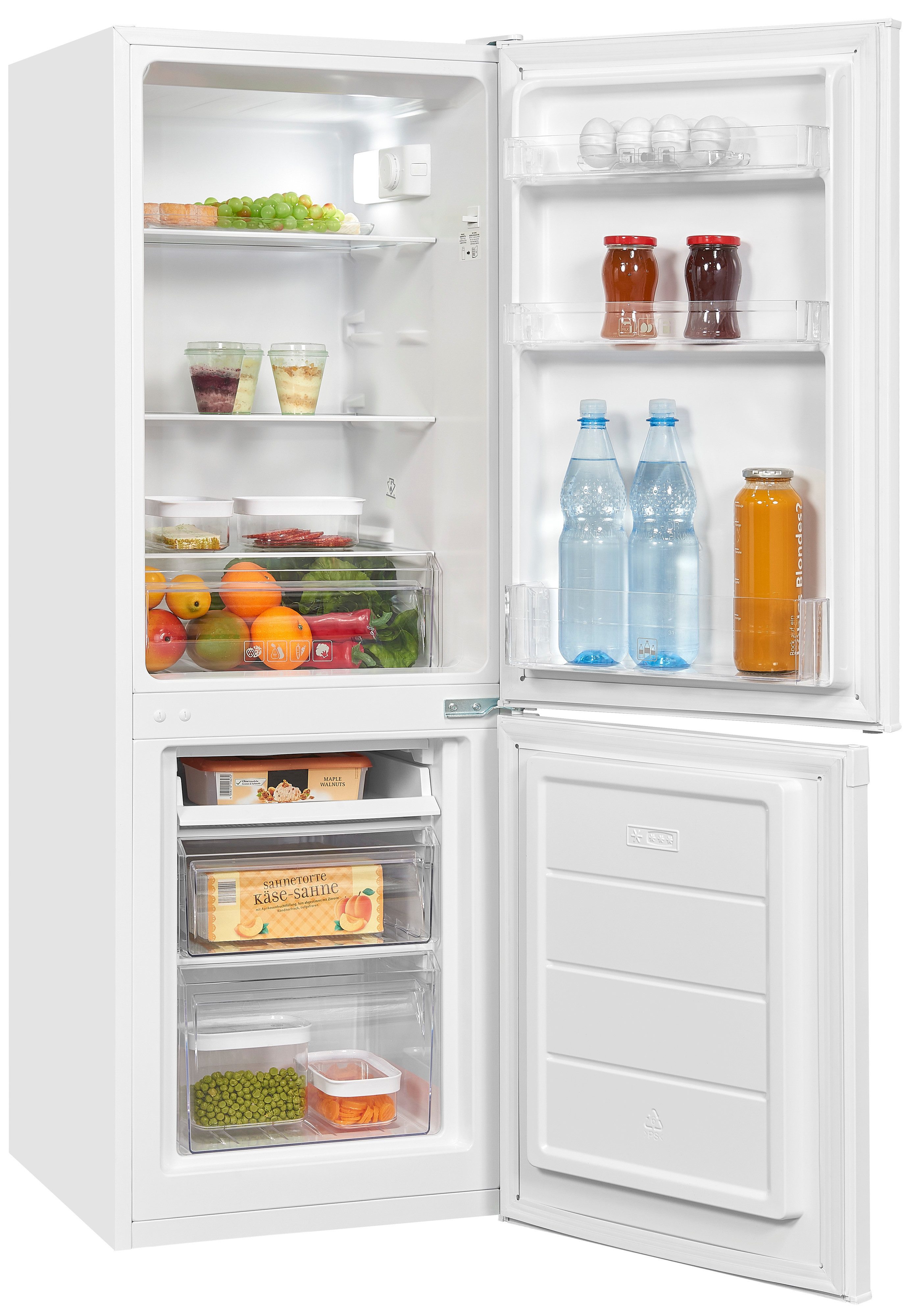 exquisit Kühl-/Gefrierkombination KGC232-60-E-040E, 142,2 cm hoch, 50 cm breit, 173 L Volumen, 4 Sterne Gefrieren