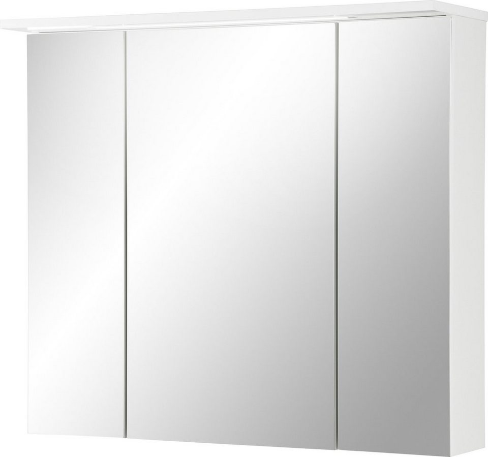 Schildmeyer Spiegelschrank Profil 16 Breite 80 cm, 3-türig,  LED-Beleuchtung, Schalter-/Steckdosenbox