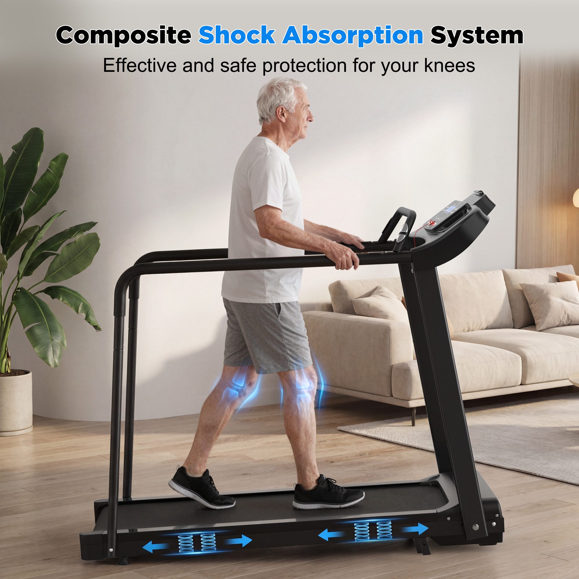 kowdom Laufband Elektrisches Laufband klappbar Steigung Senioren WalkingPad App 120kg (Laufband, 2 Packstücke, Montage erforderlich), Klappbar, elektrisch, Senioren, App, Stoßdämpfung, leise