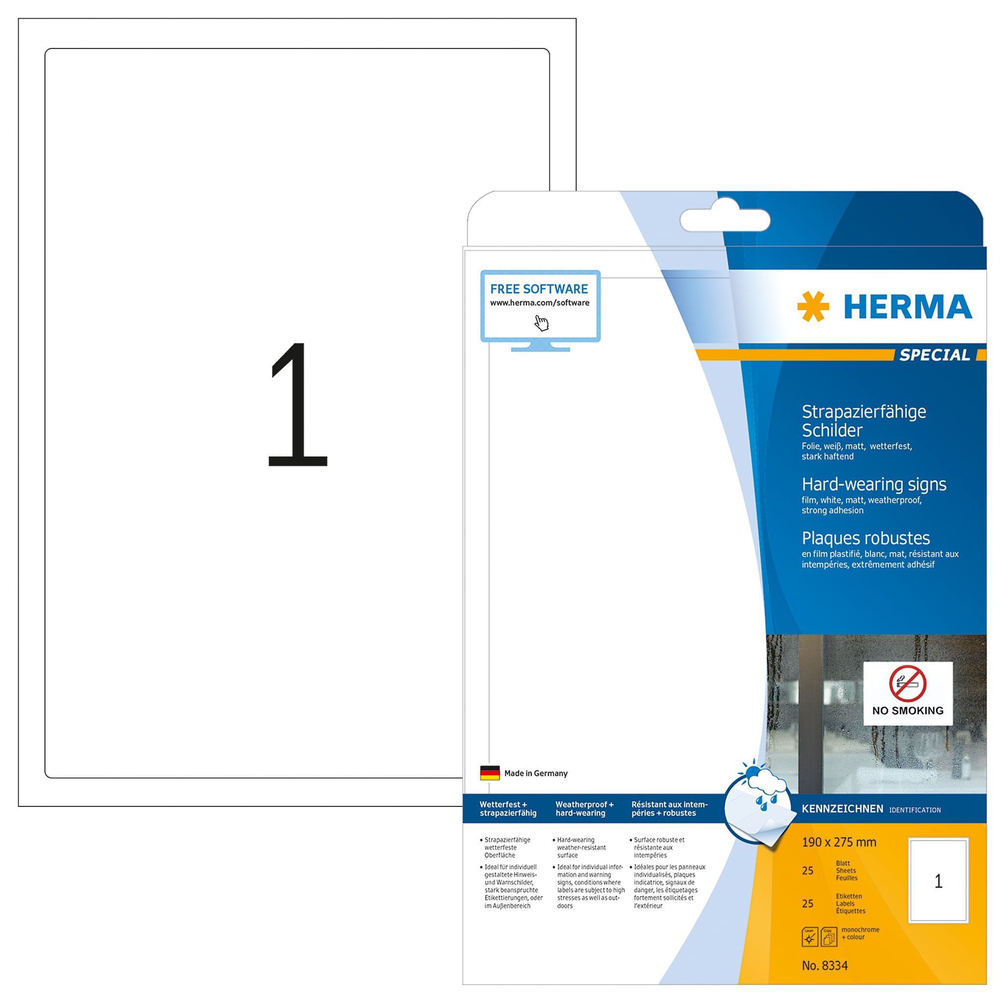 Etikett Herma Etiketten stark haftend 190 x 275 mm Folie weiss