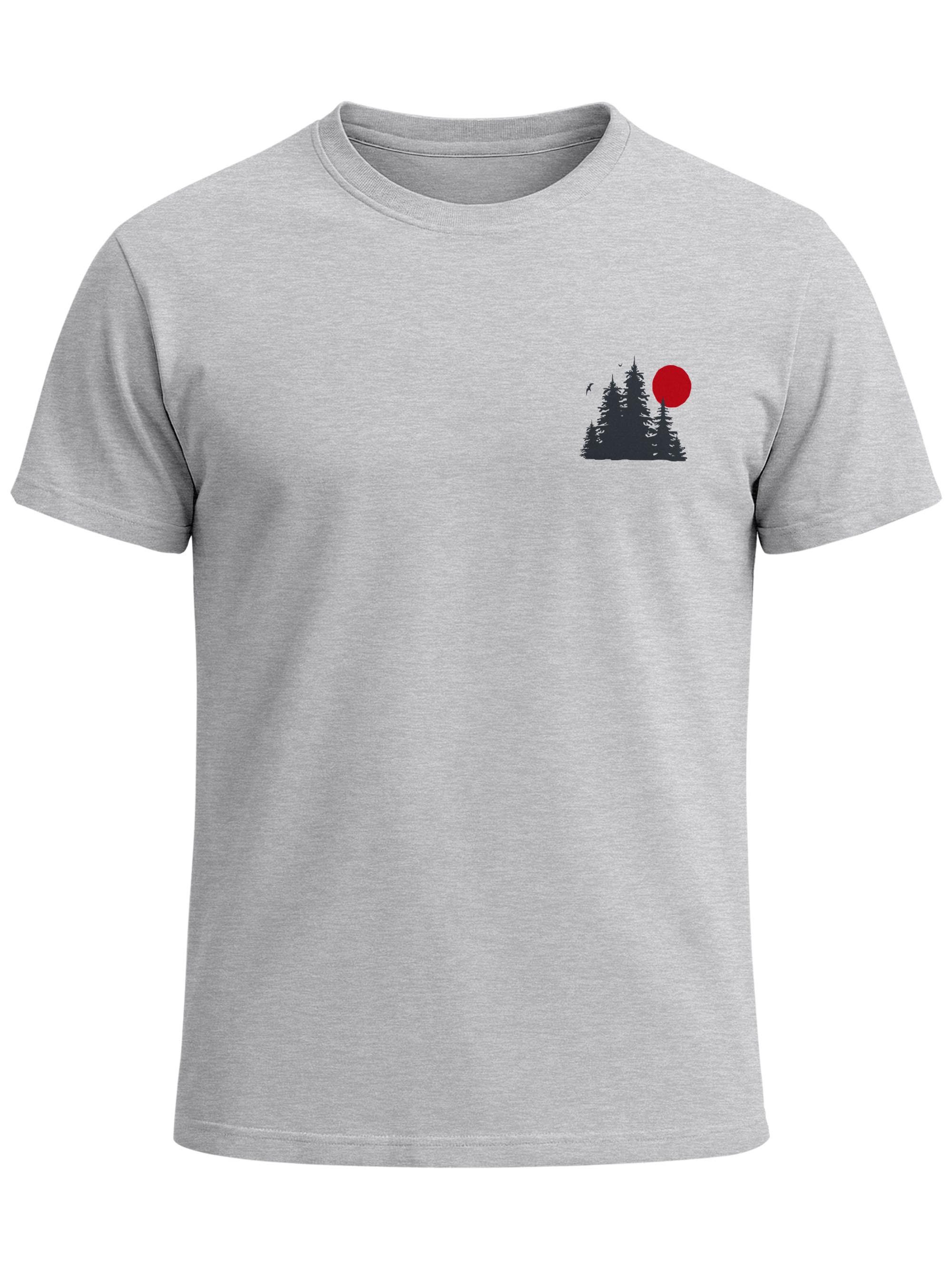 Neverless Print-Shirt Herren T-Shirt Logo Print Wald Silhouette Natur Aufdruck Outdoor mit Print