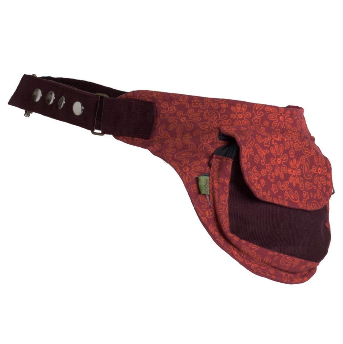 Vishes Gürteltasche Bauchtasche aus Cord Baumwolle - Blumen bedruckt, Hippi günstig online kaufen