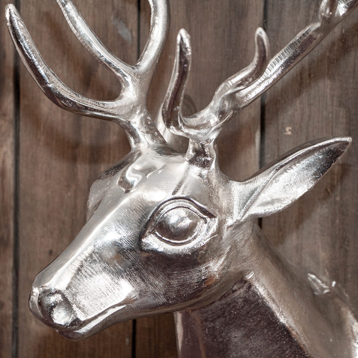 Antikas Wanddekoobjekt Kopfbüste als Wanddekoration, Hirsch, Wanddeko, Aluminium
