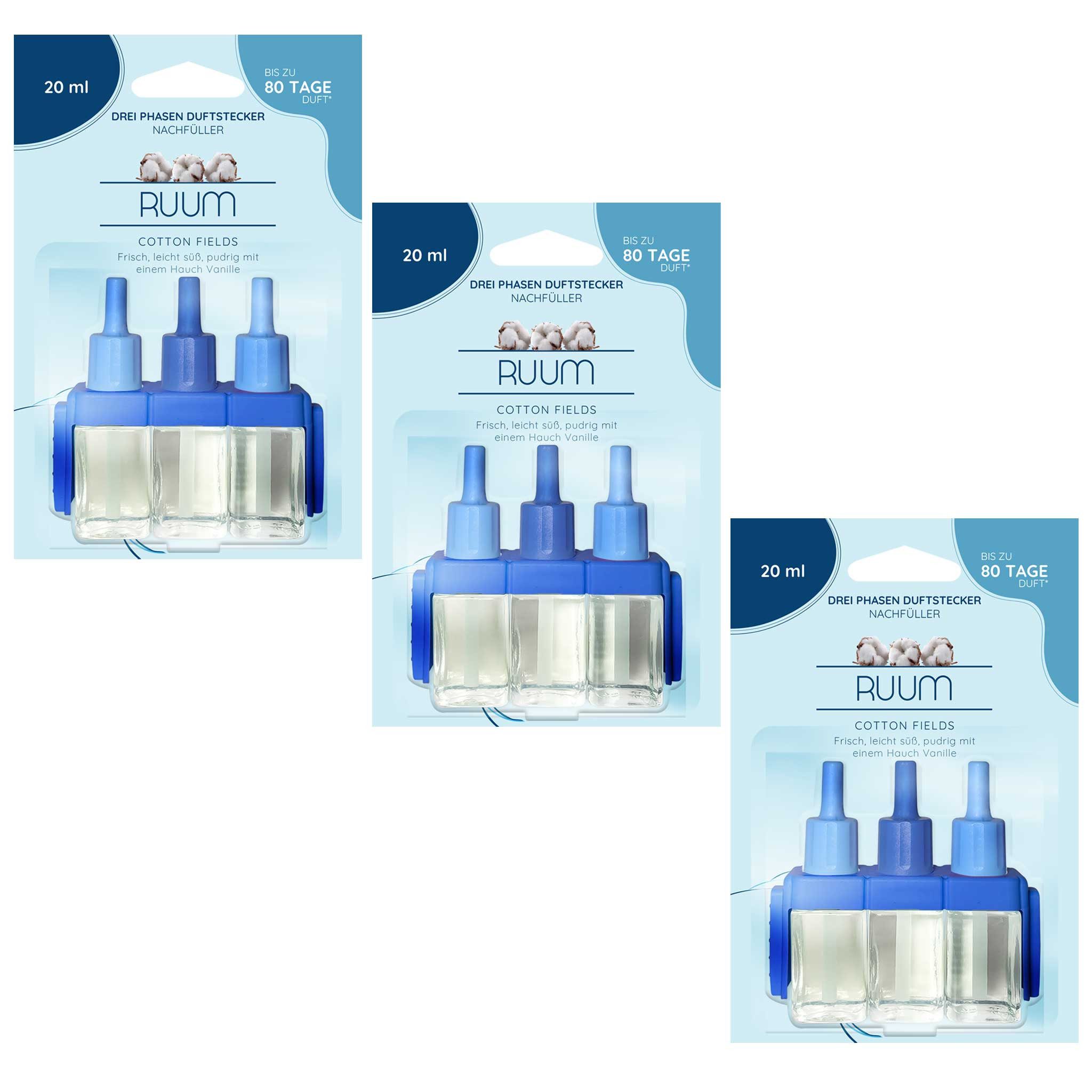 RUUM Raumduft-Nachfüllflasche Kompatibel mit 3Volution Duftstecker (Spar-Set, 3-St., (3er Pack) 20ml)