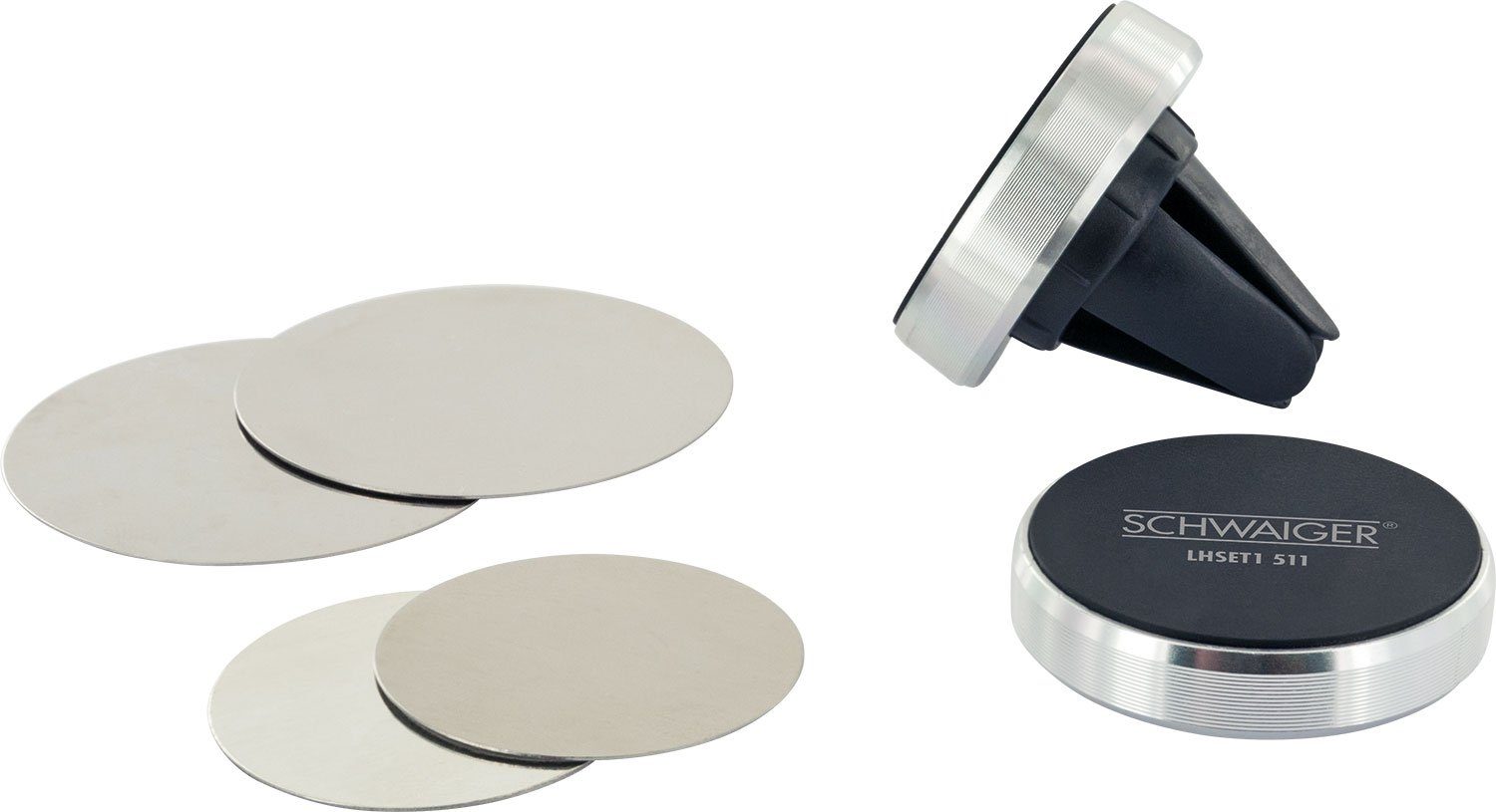 Schwaiger Handy-Halterung LHSET1 511, (Magnet-Halterung, universal verwendbar, schwarz/silber)