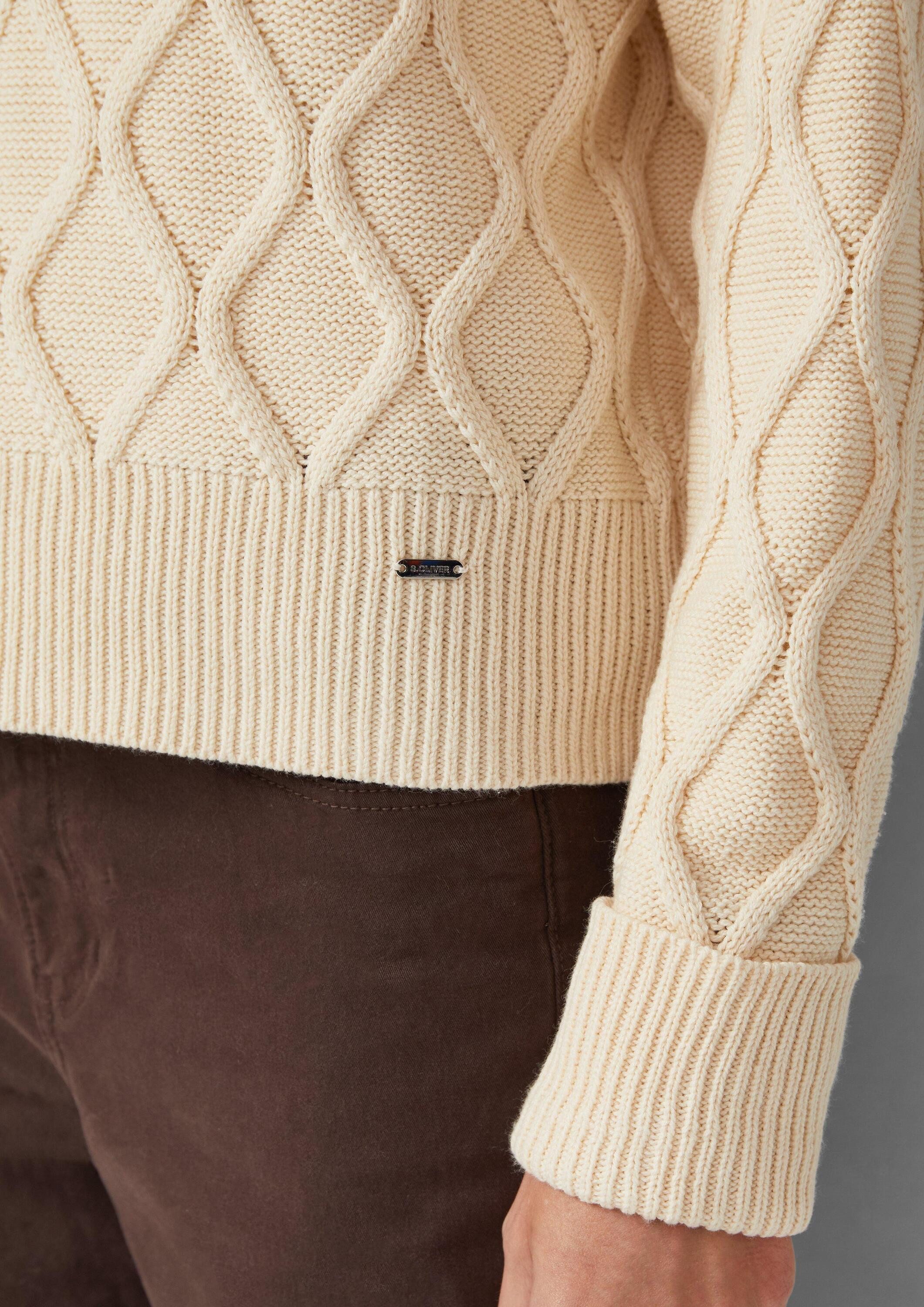 s.Oliver Longpullover Strickpullover Pullover im Relaxed Fit mit Zopfmuster