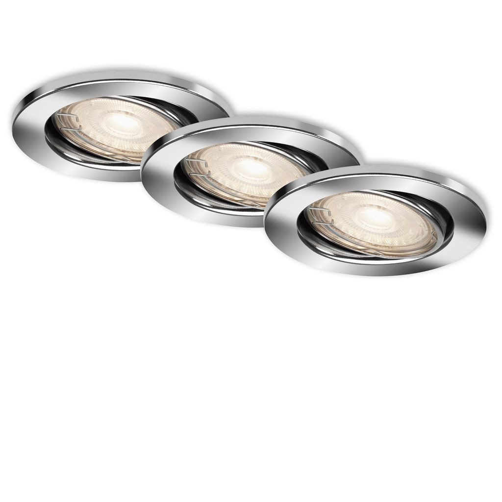 Briloner Leuchten LED Einbaustrahler 7147-038, LED wechselbar, 2700K - Extra-Warmweiß, Einbauleuchte 3er SET schwenkbar IP23 Ø 8,6cm