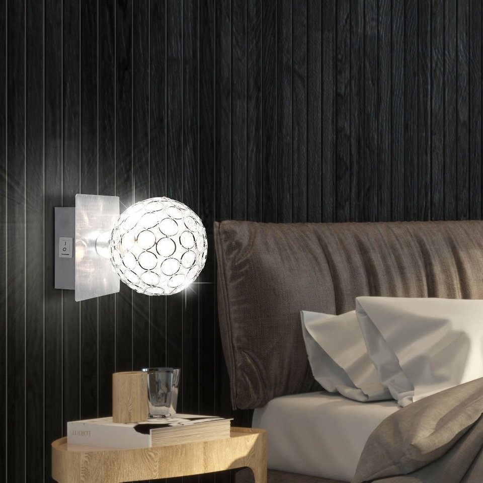 etc-shop LED Wandleuchte, Leuchtmittel nicht inklusive, Wand Leuchte  Kristall Kugel Spot Lampe Schalter Beleuchtung Strahler