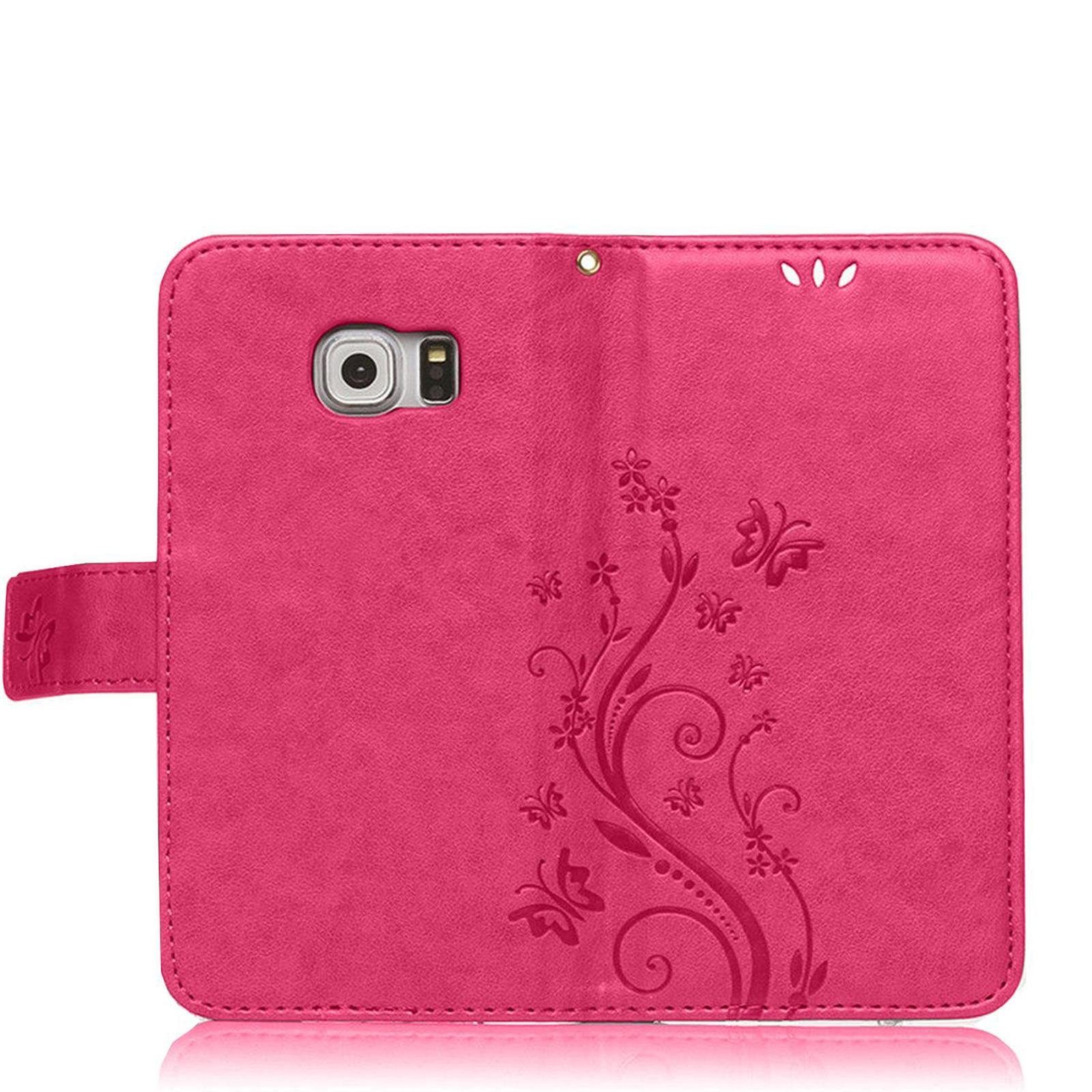 Numerva Handyhülle Bookstyle Flower für Samsung Galaxy S7 Edge, Handy Tasche Schutzhülle Klapphülle Flip Cover mit Blumenmuster