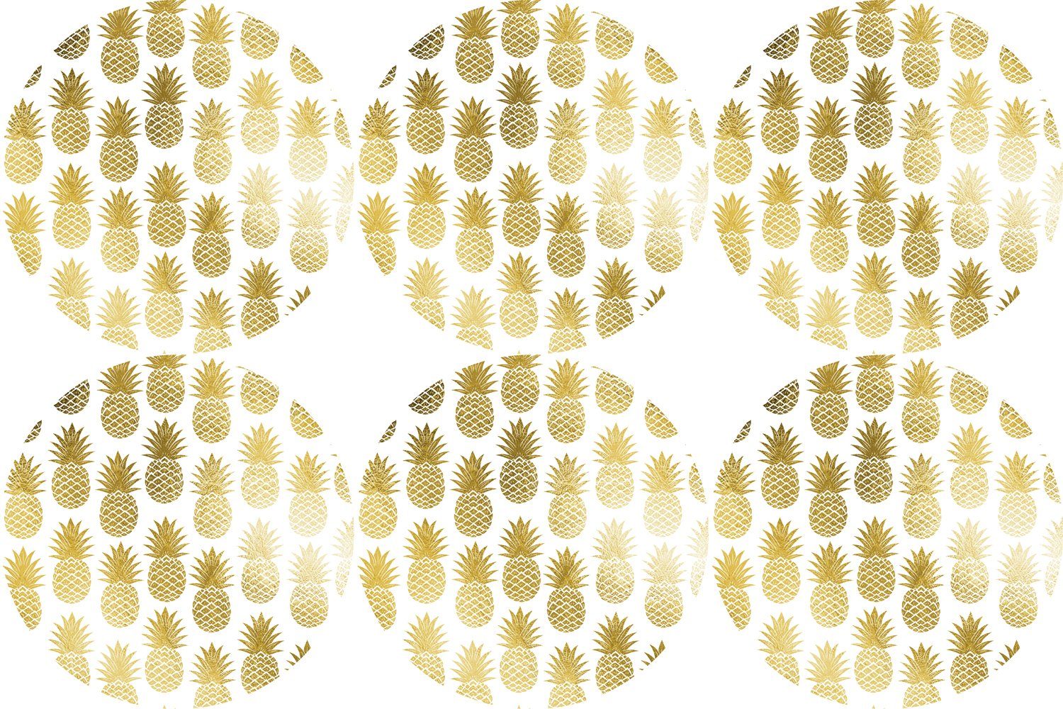 queence Getränkeuntersetzer Glasuntersetzer - Tassenuntersetzer - 6-teiliges Set - 10x10x0,4 cm, Set, aus Kunststoff - Verschiedene Motive Gold/Ananas