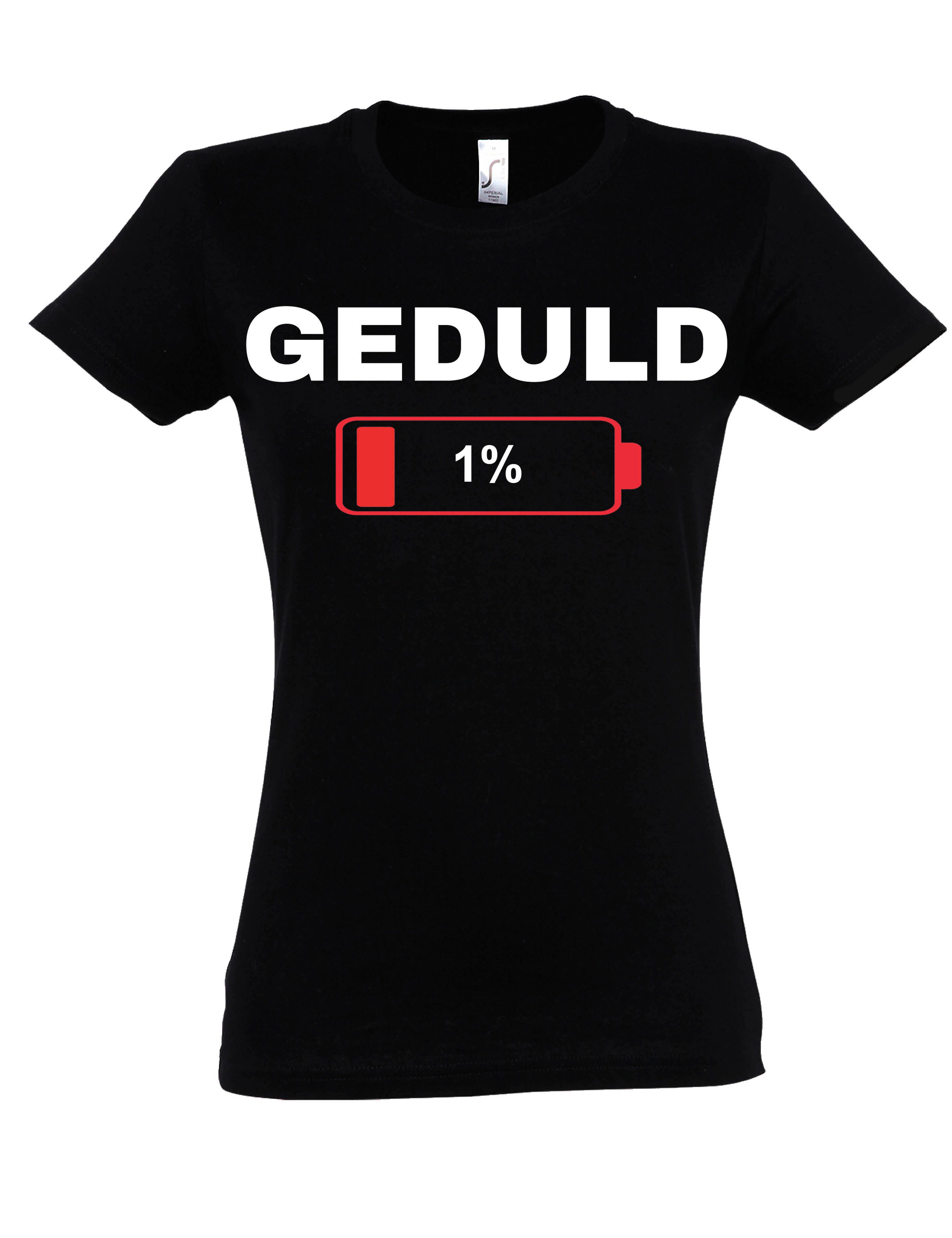 Print-Shirt Geduld bei 1%: Damen T-Shirt stylisch lustig Print Statement Geschenk