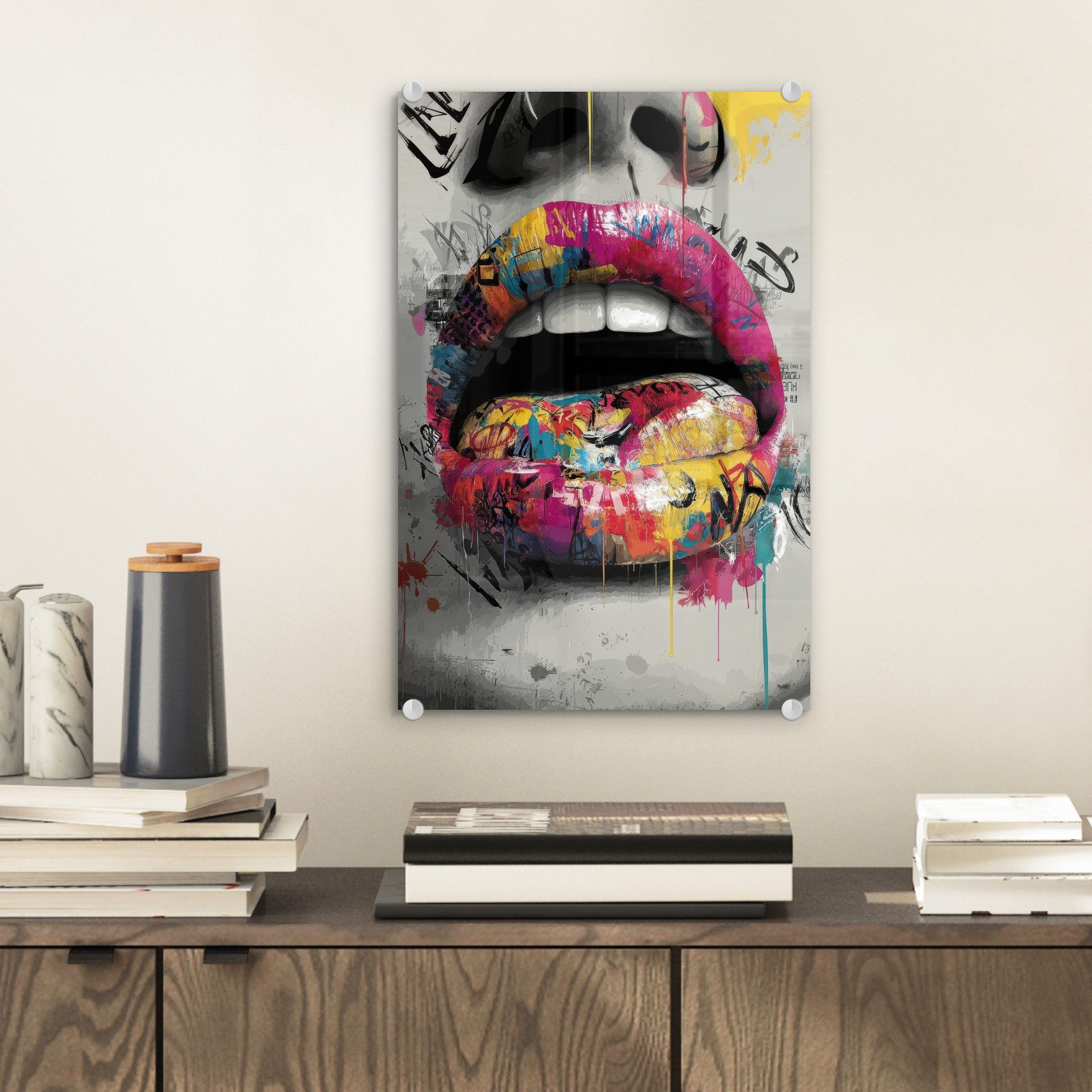 MuchoWow Acrylglasbild Lippen - Graffiti - günstig online kaufen