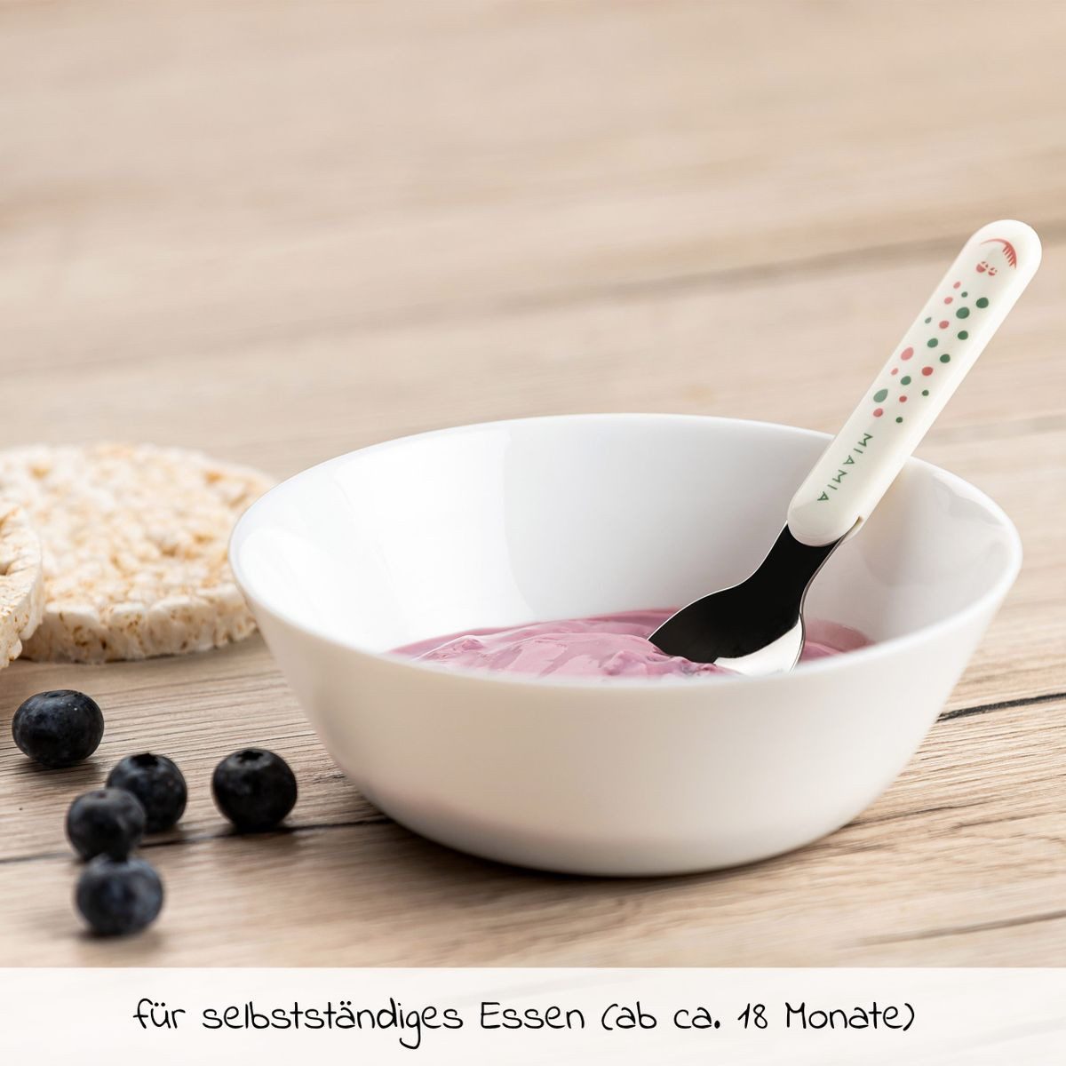 MiaMia Kinderbesteck Punkte - Weiß (6-tlg), 2 Personen, Edelstahl 18/10 / Kunststoff PP, Kinder & Baby Besteck Set 6-tlg. Babybesteck mit handlichen Griffen – Bild 2 von 5