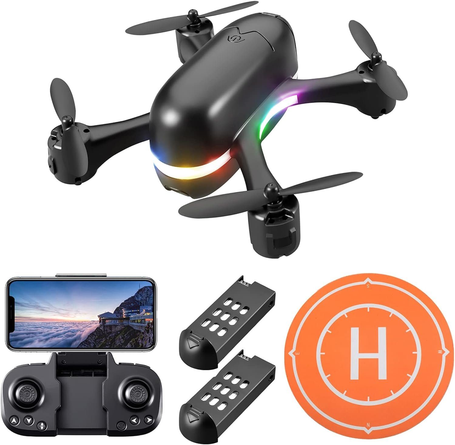 Drohne Kamera FPV für mit Drohne Geschenk) Handy Live Spielzeug Mini mit Drohne (1920*1080p, 30min DEVASO HD Kamera Kinder, Übertragung Flugzeit, Quadrocopter