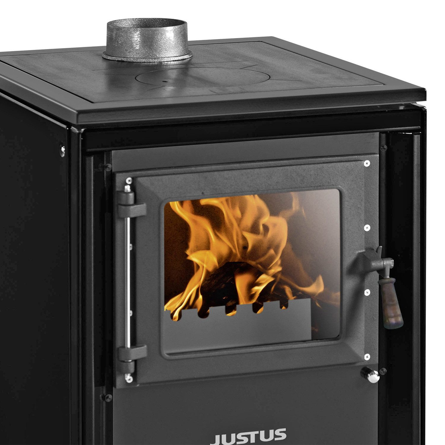 JUSTUS Festbrennstoffherd Justus Rustico-50 2.0 Festbrennstoffherd Stahl Weiß, 7 kW, Küchenofen