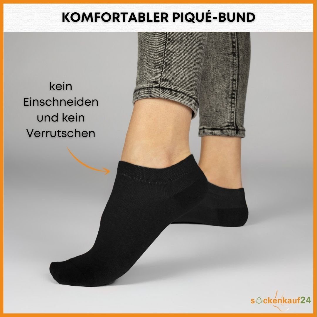 Damen WP Socken Sneakersocken ohne 70102T Naht sockenkauf24 Baumwolle & (Exclusive (5xSchw/5xWeiß, Premium - gekämmter 10 Line) Sneaker aus drückende Herren Paar 39-42)