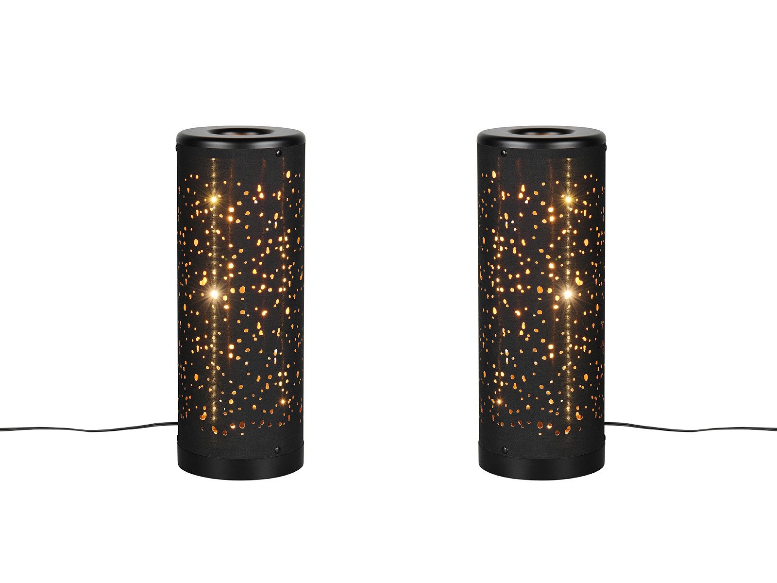 Reality Leuchten LED Nachttischlampe, LED fest integriert, warmweiß, 2er SET ausgefallene Designer-Lampen mit Sterneneffekt, Höhe 34cm