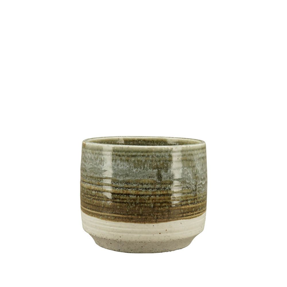 finehomegarden Blumentopf Blumentopf / Übertopf Stone „ECOLO“ grün/natur H7,5 cm + 11 cm (1 St), Übertopf in Steinoptik Grün/Natur für Mini-Pflanzen 2Größen wählbar