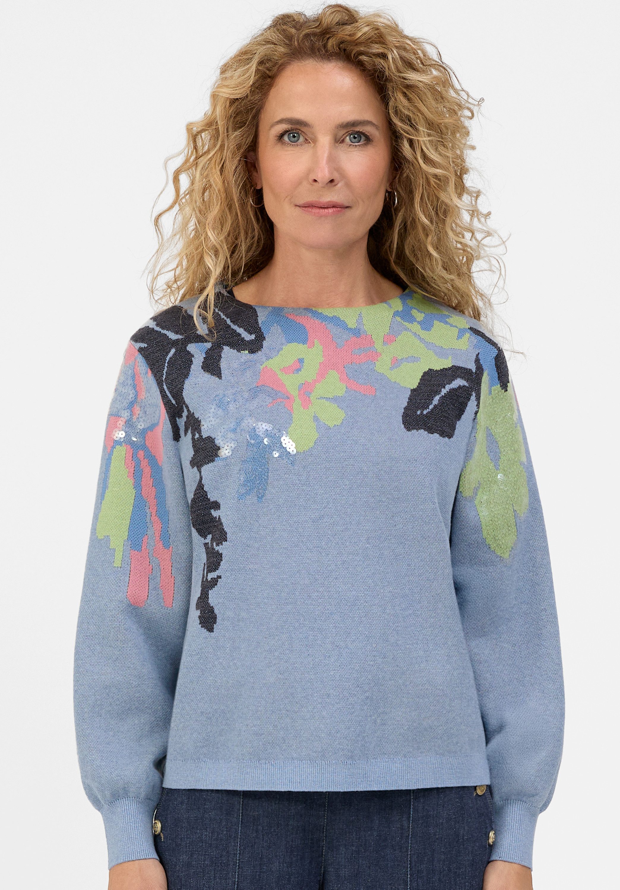 bianca Strickpullover UNDINE mit Jaquard-Muster und Pailletten